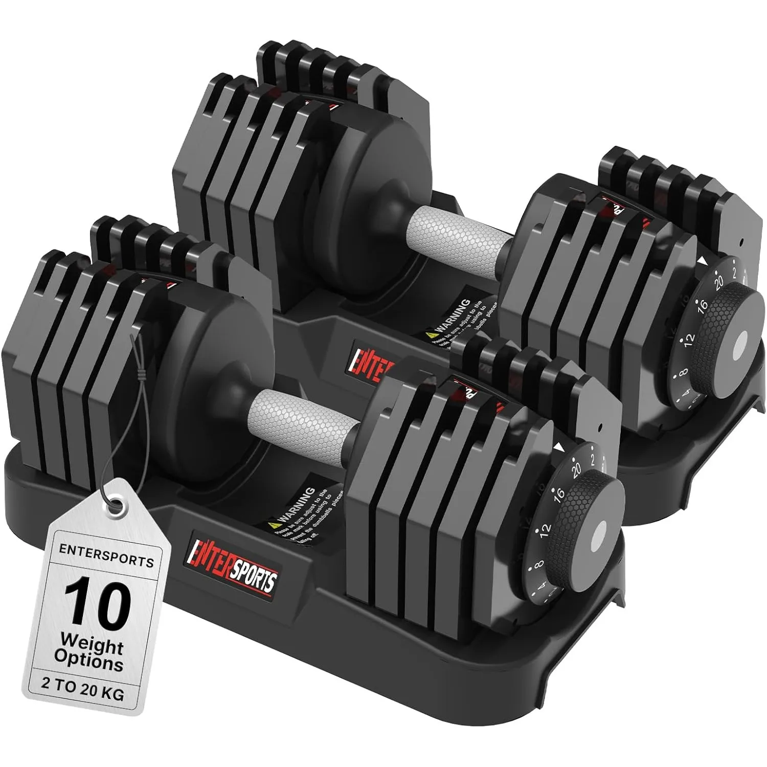 EnterSports 10kg/12kg/18kg/20kg/27kg Verstellbare Hanteln Einstellbare Platzsparende Hantel, Hanteln mit rutschfestem G…