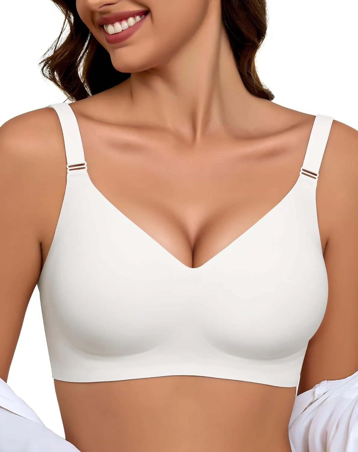 Bra Women's Without Underwire Push Up Bra Padded Soft Seamless Bra Seamless Comfortable T-Shirt Bra Comfort Full Cup Br…
