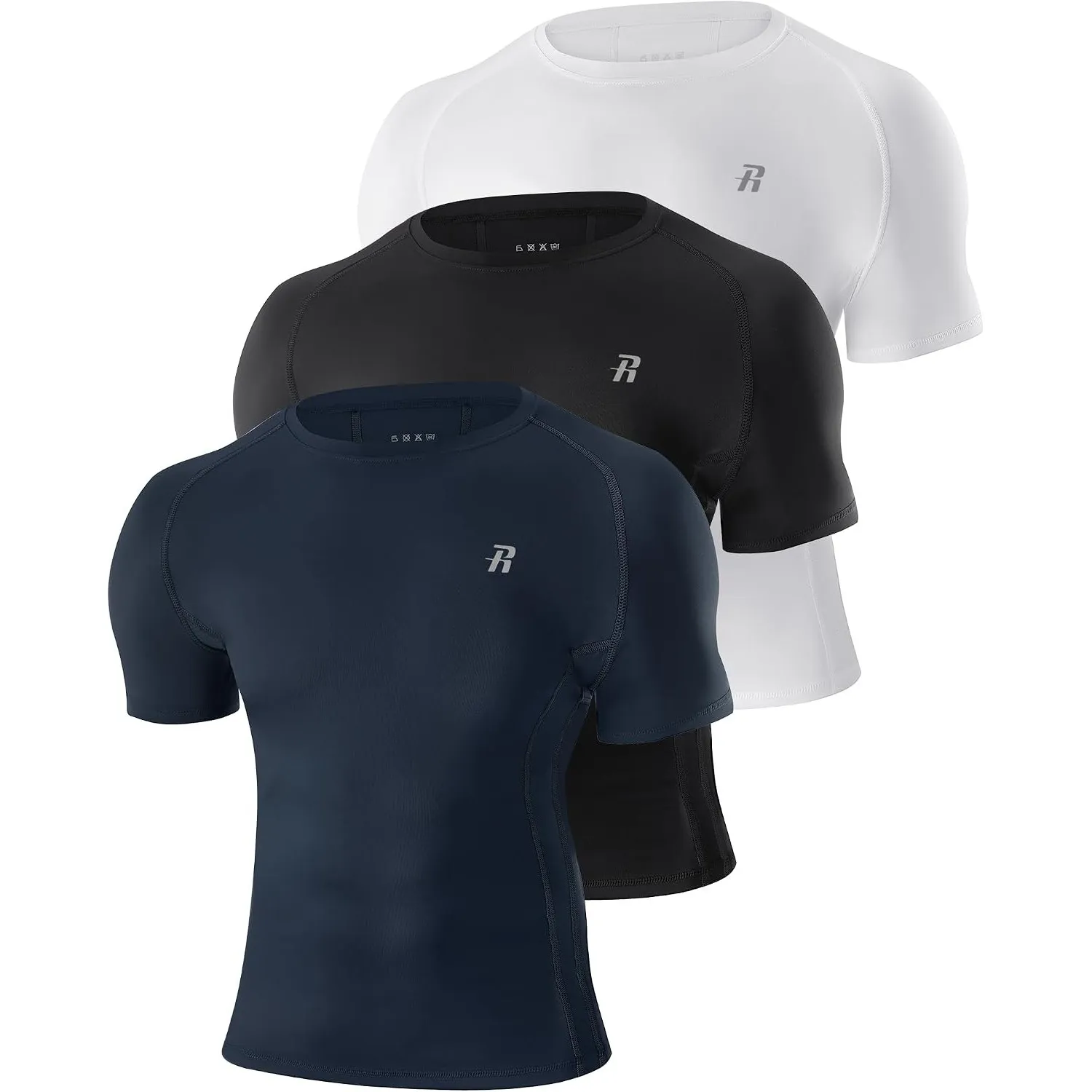Runhit 3 Pack Kompressionsshirt Herren Kurzarm, Funktionsshirt Schnelltrocknend Sportshirt Atmungsaktiv Laufshirt Männe…