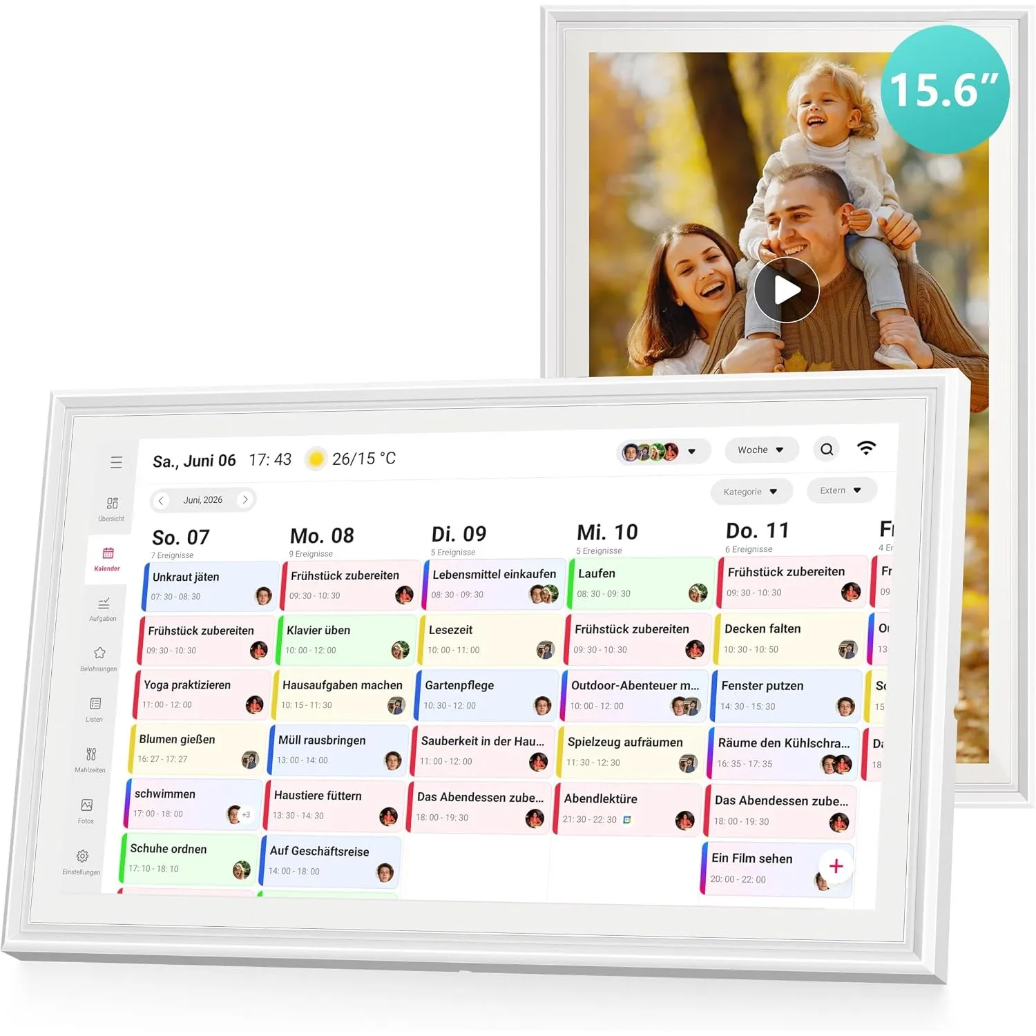 Airzeen Calendar, Digitaler Kalender 15.6", Ohne Abo, Smart Wandkalender
