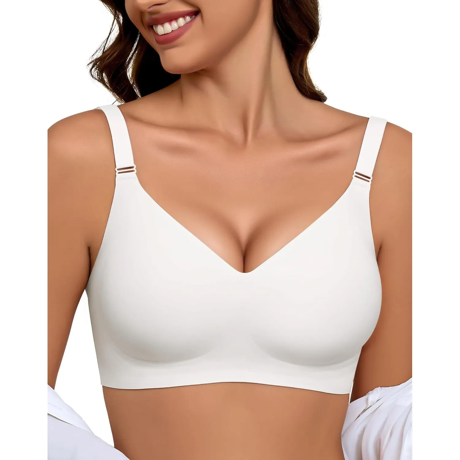 BH Damen Ohne Bügel Push Up BH Gepolstert Soft Nahtloser BHS Seamless Bequemer T-Shirt BH Komfort Vollschalen Bra Klass…