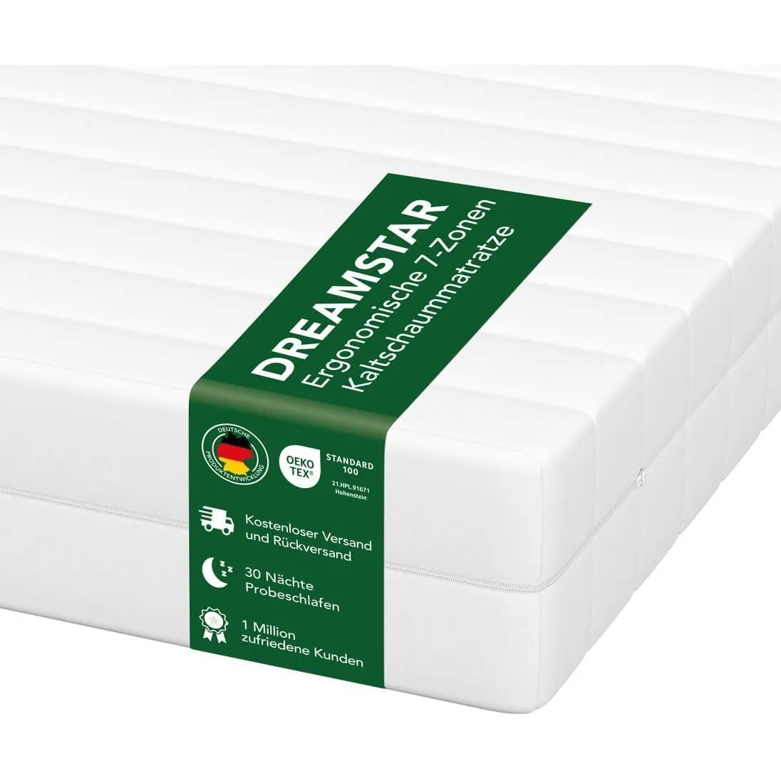DREAMSTAR Simple Flex Duo 7-Zonen Matratze 90x200 cm | H2&H3 | Ergonomische Kaltschaummatratze | Hypoallergen & Antibak…