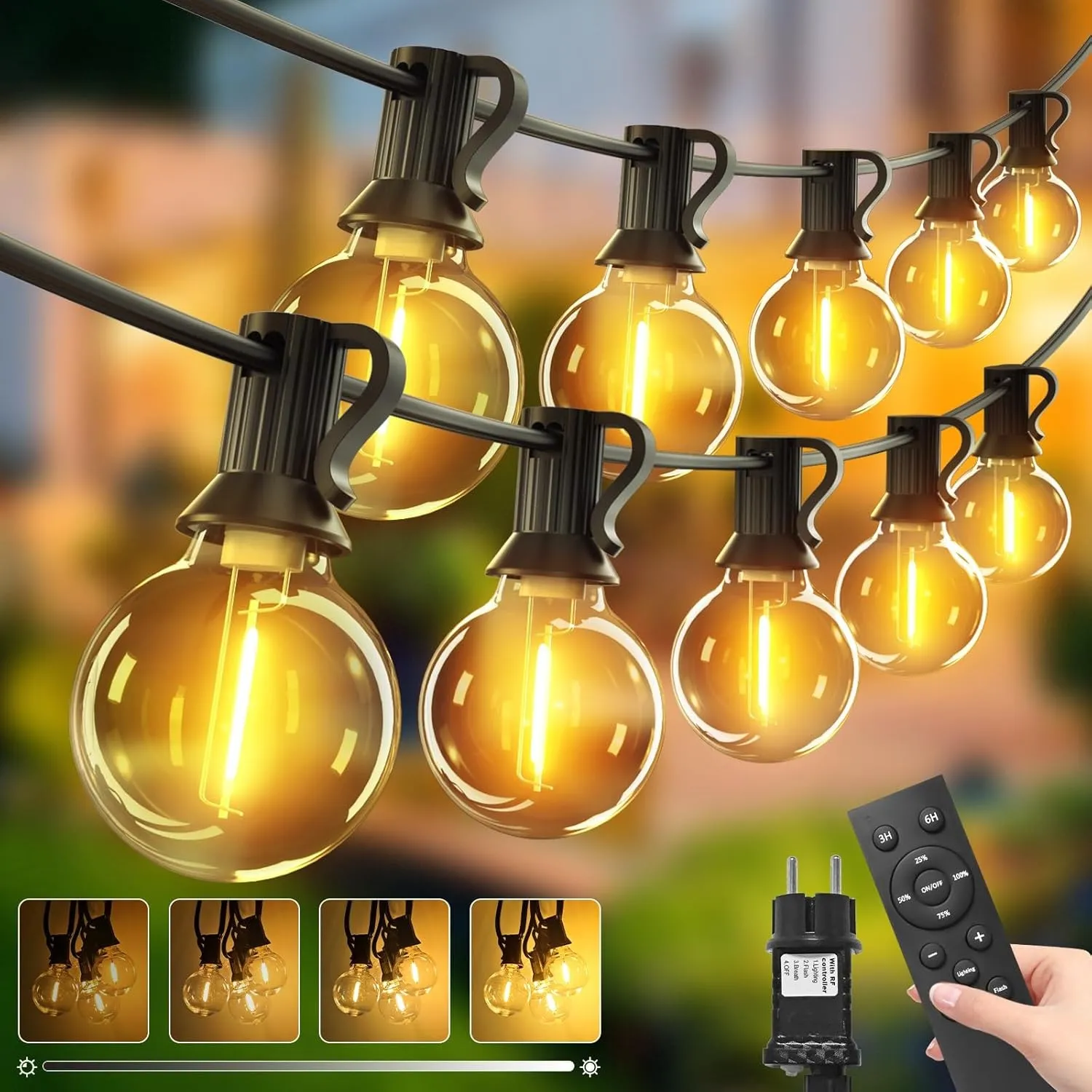 btfarm 2 Stück 15M Lichterkette Außen mit Fernbedienung & Timer, Dimmbar LED Outdoor Lichterkette Strom, IP44 Wasserdic…