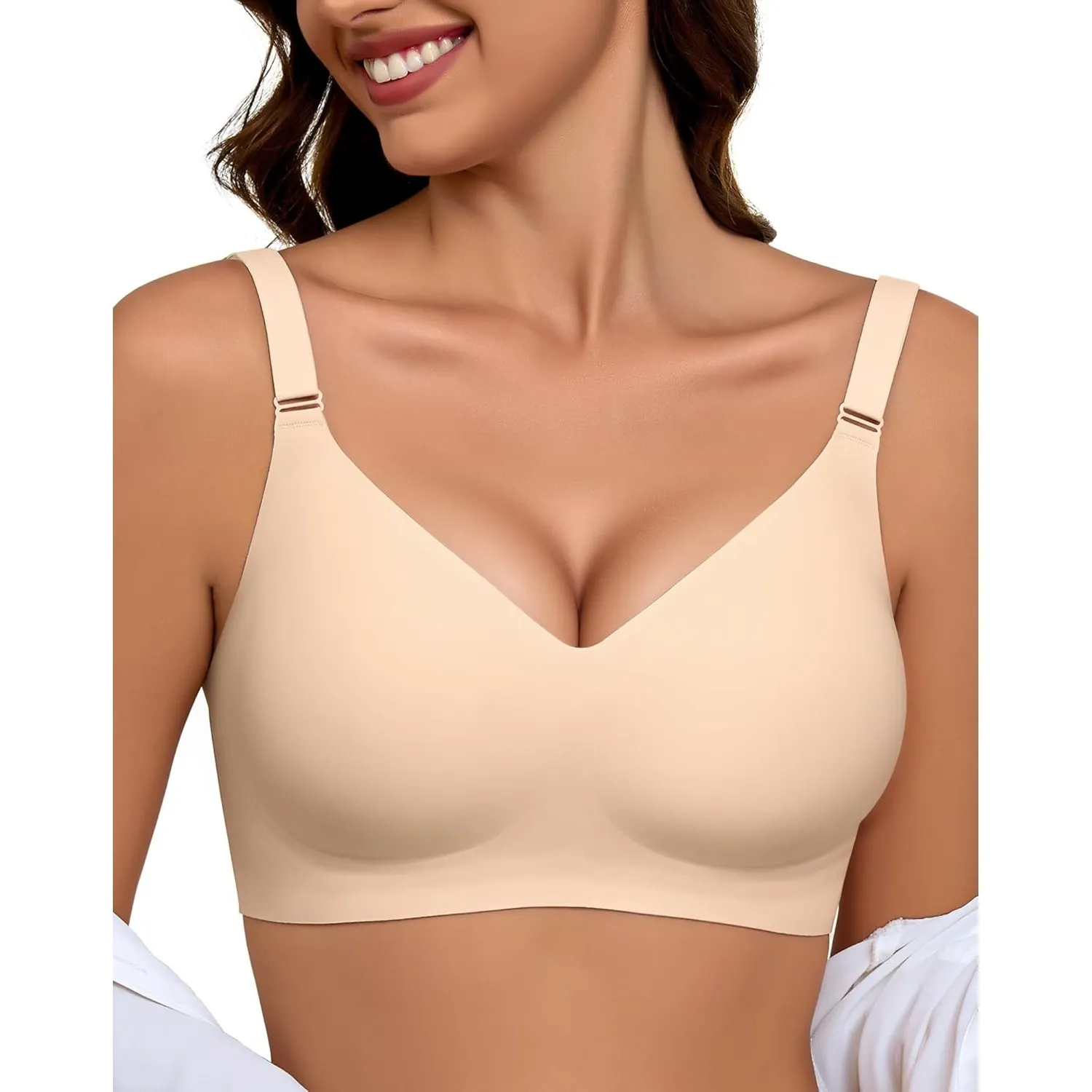 BH Damen Ohne Bügel Push Up BH Gepolstert Soft Nahtloser BHS Seamless Bequemer T-Shirt BH Komfort Vollschalen Bra Klass…