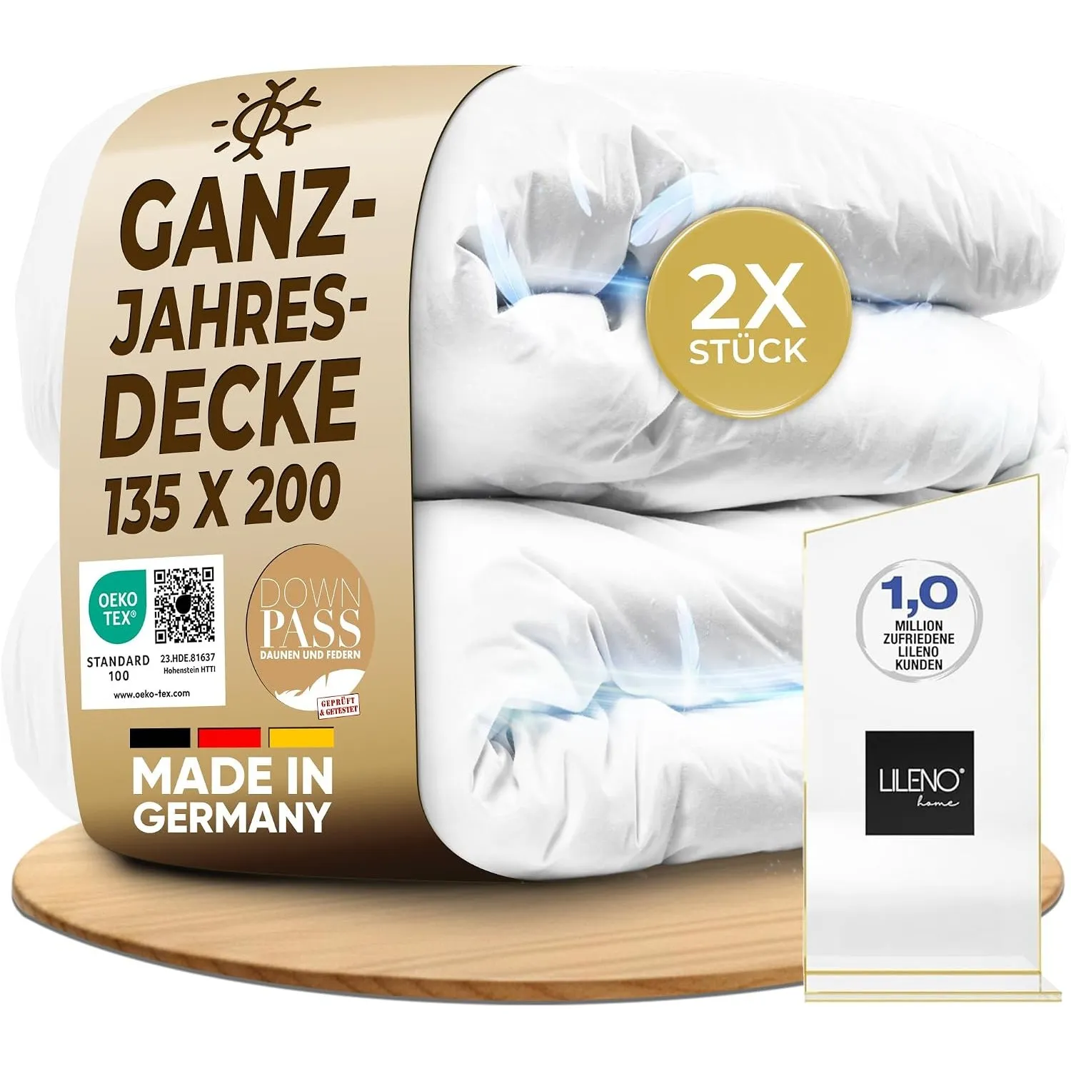 LILENO HOME Daunendecke 135x200 Ganzjahresdecke (90% Daunen / 10% Federn) –