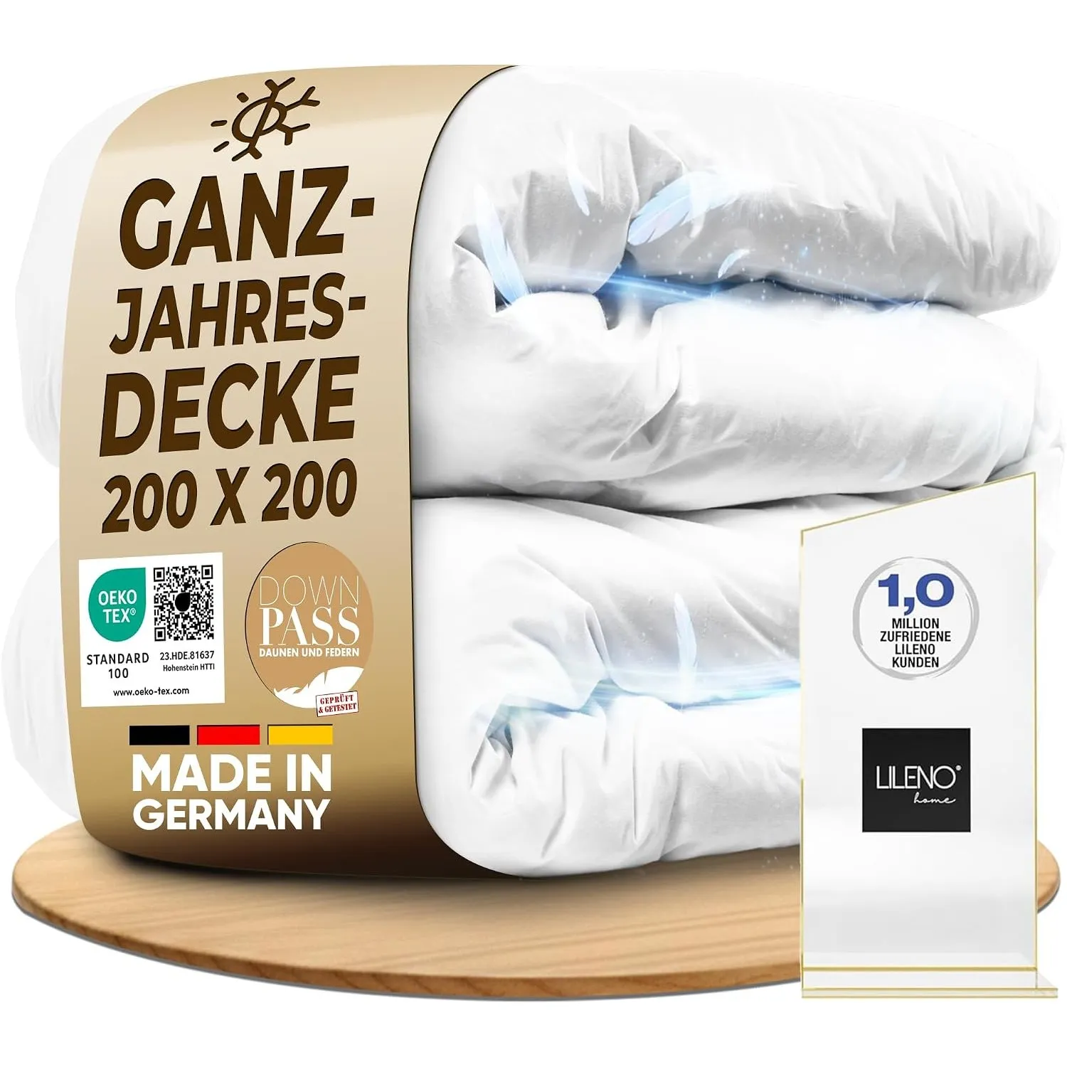 LILENO HOME Bettdecke 200x200 Ganzjahresdecke (90% Daunen / 10% Federn) –