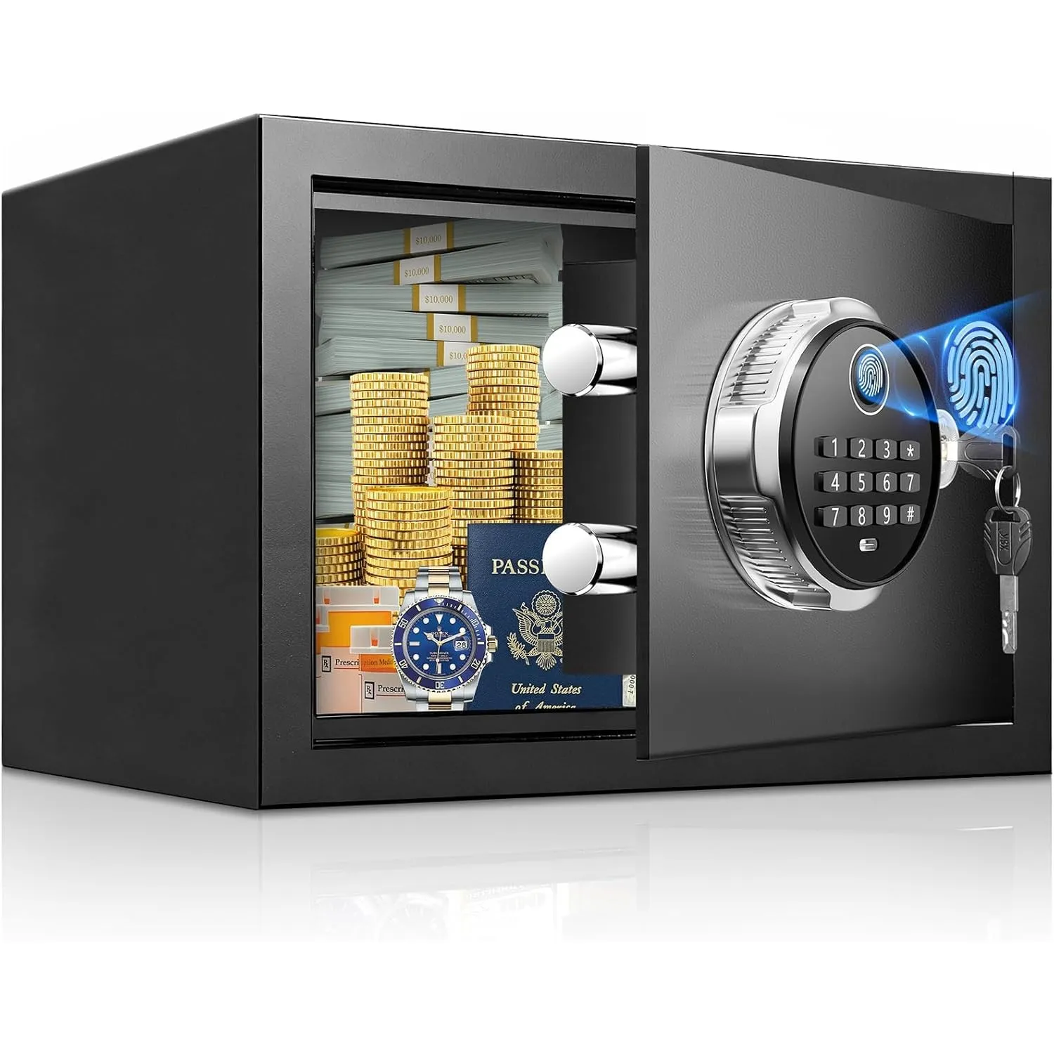 Biometrischer Tresor 18L mit Fingerabdruck – Digitaler Safe für Zuhause, Diebstahlsicherer Möbeltresor für Geld, Dokume…