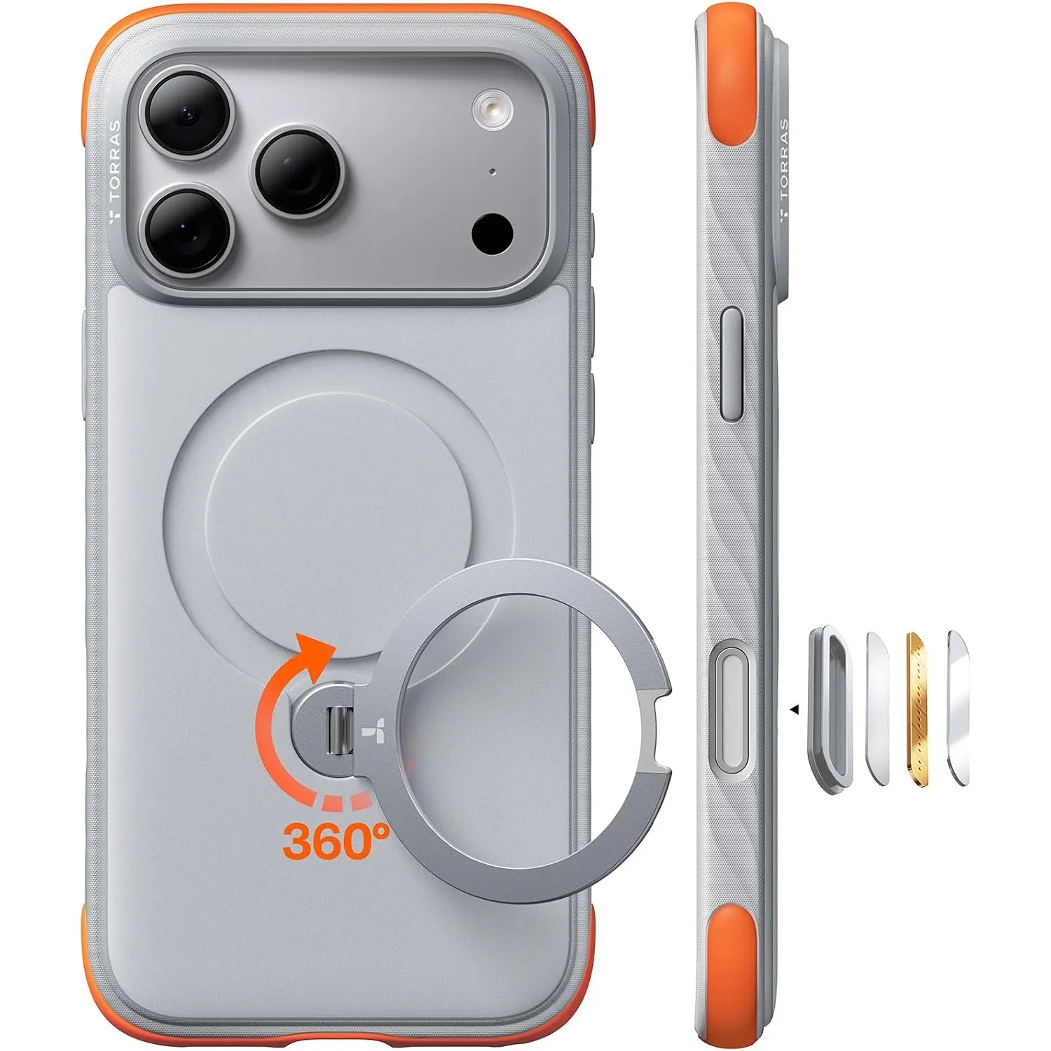 TORRAS Ostand Q3 Rugg für iPhone 17 Pro Hülle Extrem Rutschfest, Nebelweiß