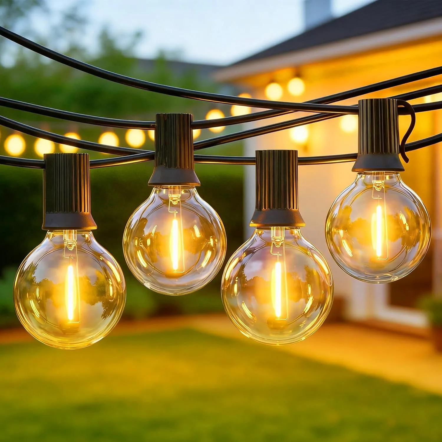 Lichterkette Außen Outdoor LED Strom,30M Aussen Beleuchtung G40 mit Stecker & Timer,8Modi,IP44 Wasserdicht Wetterfest L…