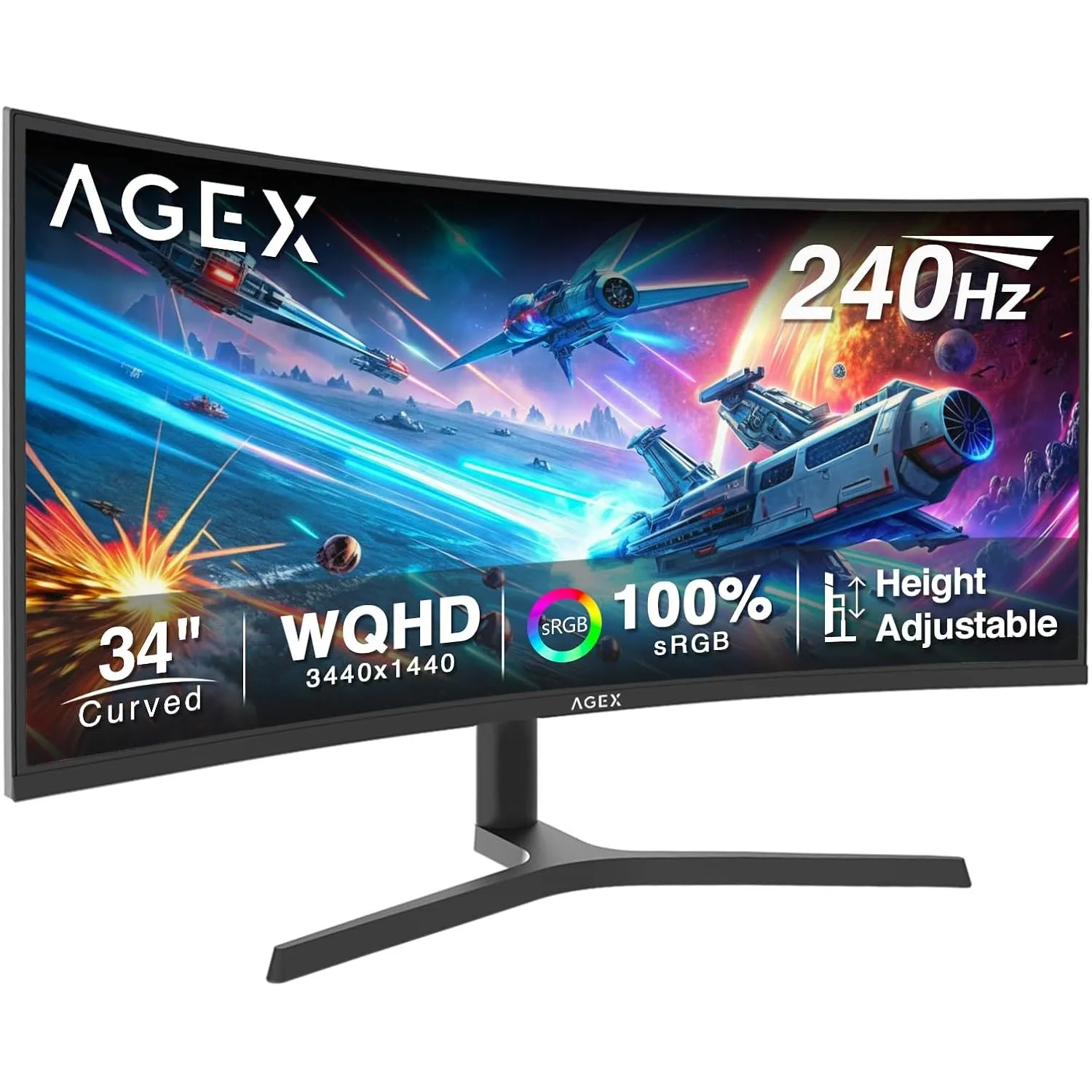 Z-Edge AGEX 34 Zoll 240Hz Curved Gaming Monitor 3440x1440 VA DP1.4 HDMI2.1