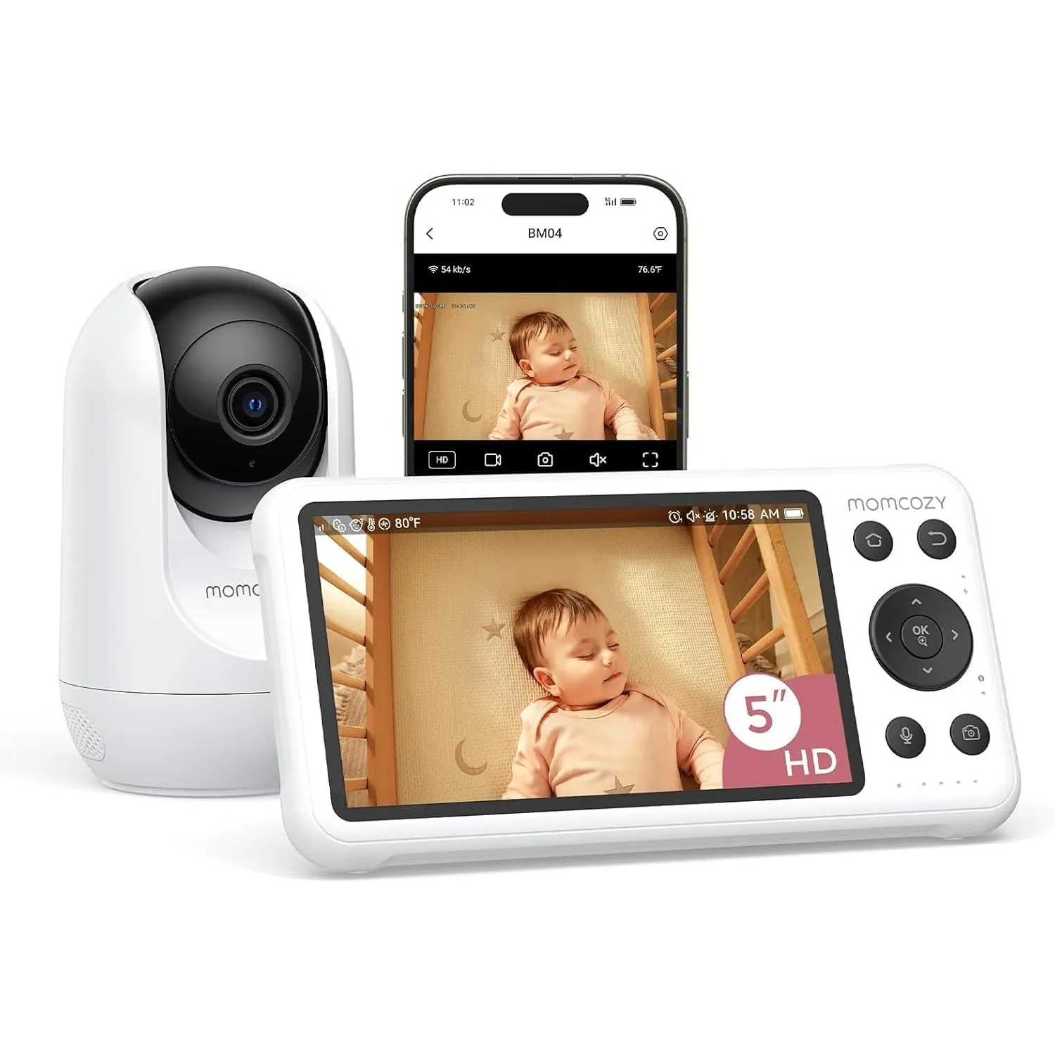 Momcozy BM04 babyphone mit Kamera, 5 Zoll Smart WLAN Baby Monitor