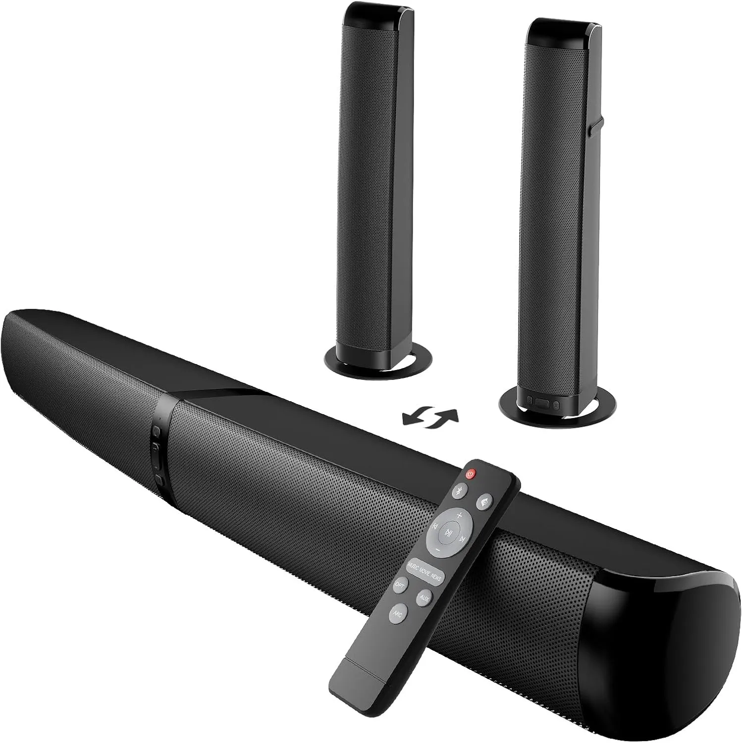GarageRock Soundbar für TV Geräte, 2026 Upgrade 90W 2-in-1 Teilbare Soundbar for TV, Bluetooth 5.3 Lautsprecher für Fer…