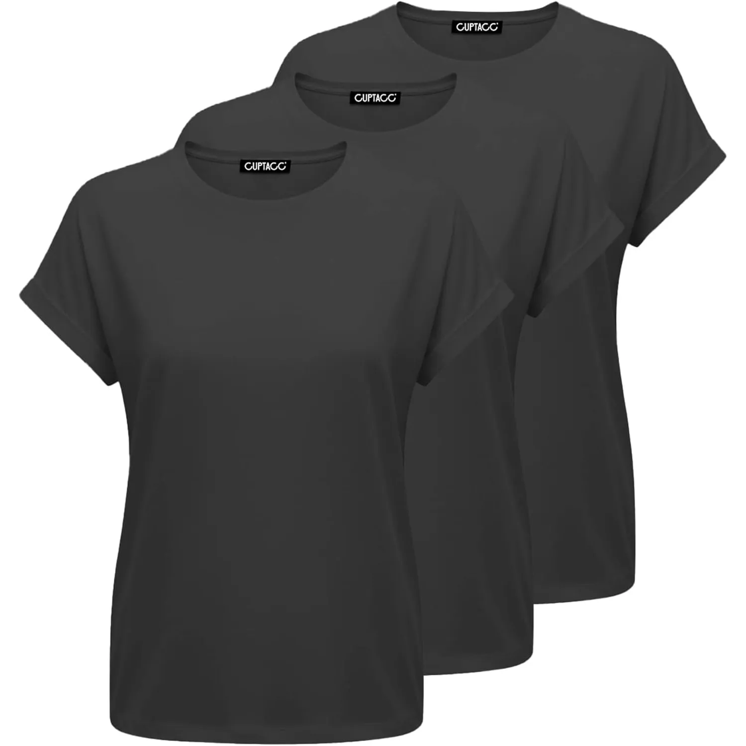 Cuptacc Tshirt Damen Rundhalsausschnitt Kurzarm Oversize T Shirt Sommer Casual Flügelärmel Top Damen Locker