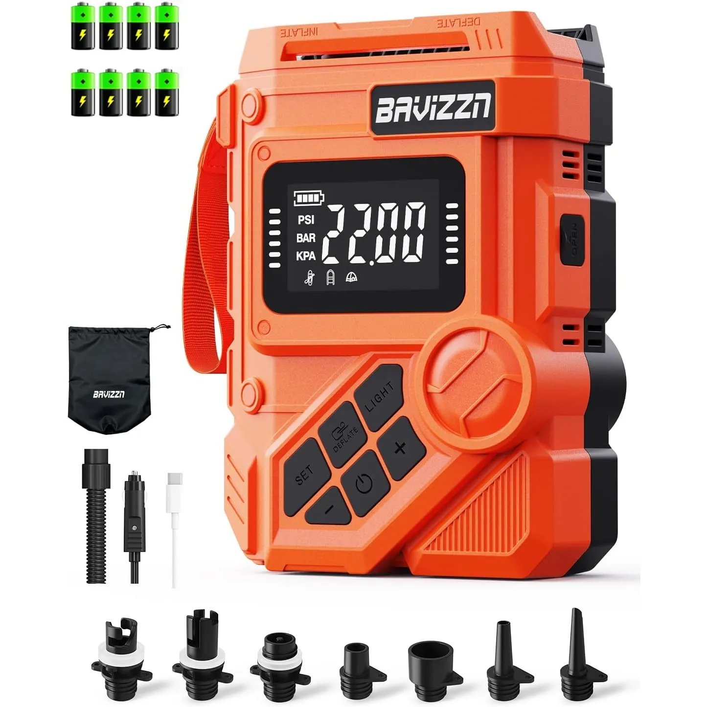 22PSI Akku Sup Elektrische Pumpe 12V Sup Pumpe Elektrisch Mit Akku | 59.2WH 45W Typ-C-Anschluss Inflator & Deflator für…