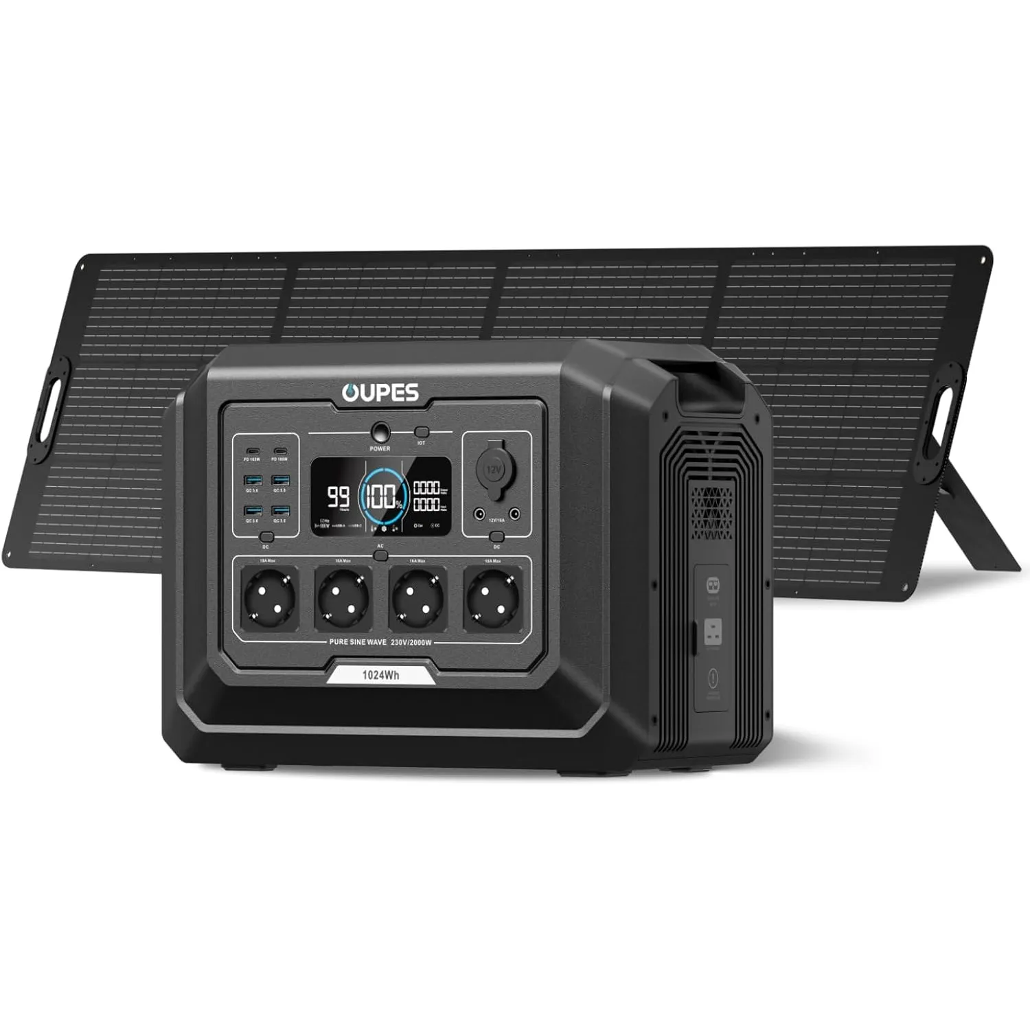 OUPES Mega 1 Tragbare Powerstation mit 240W Solarpanel, 1024Wh Solargenerator, Schnellladung 0-80% in 36 Min., 4 Steckd…
