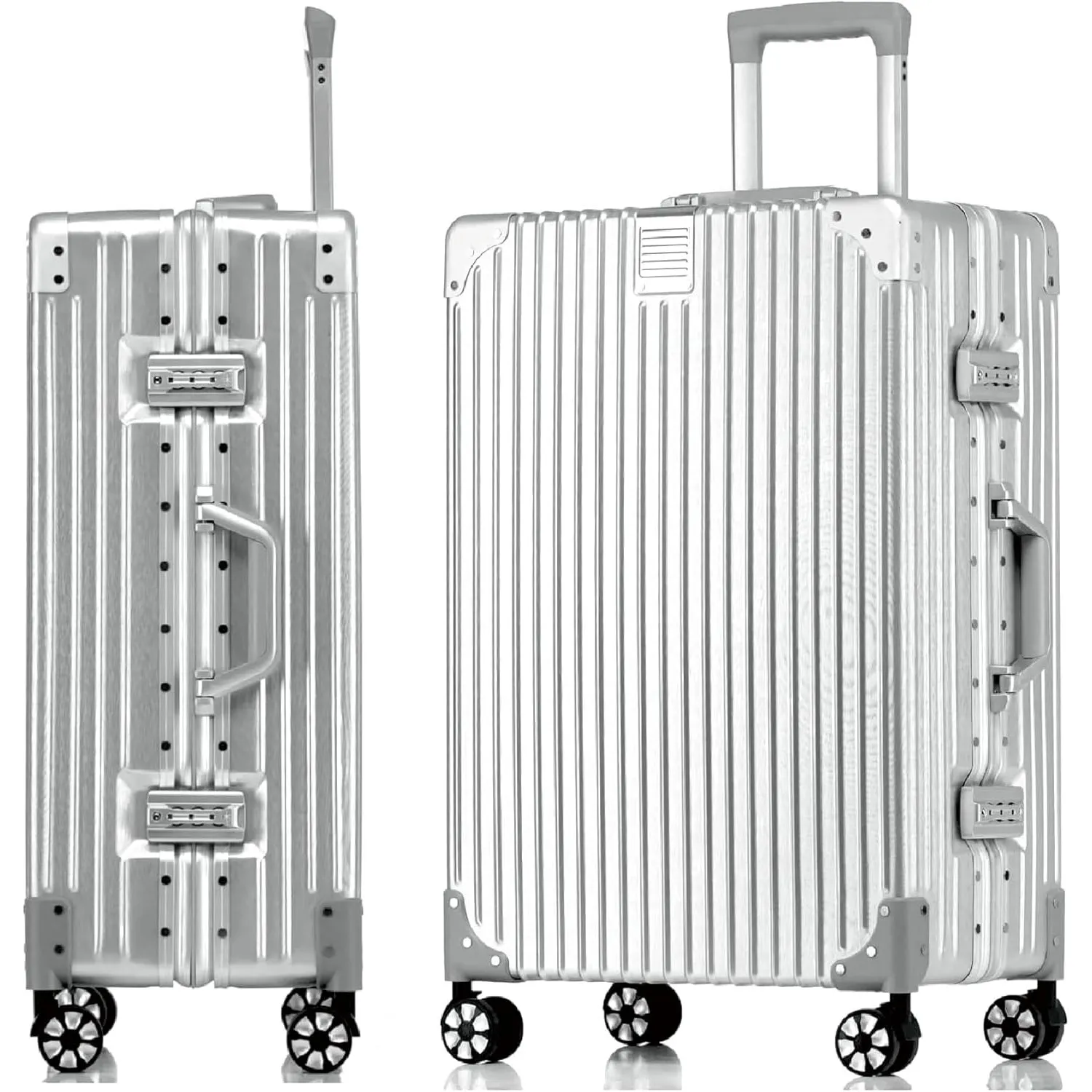 Aoliwei Aluminiumrahmen Koffer S (55cm) Handgepäck – Leichter 100% PC Hartschalen-Trolley in Metall-Optik, 35L Business…