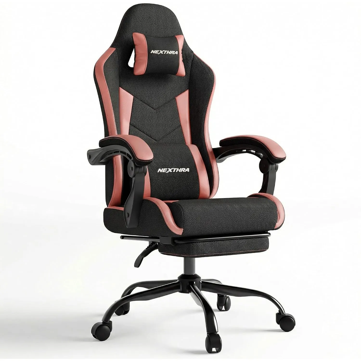 Nexthra Gaming Stuhl Ergonomisch mit Fußstütze, Gepolsterter Gamer Stuhl bis 180 kg, 150° Verstellbare Rückenlehne, Kom…
