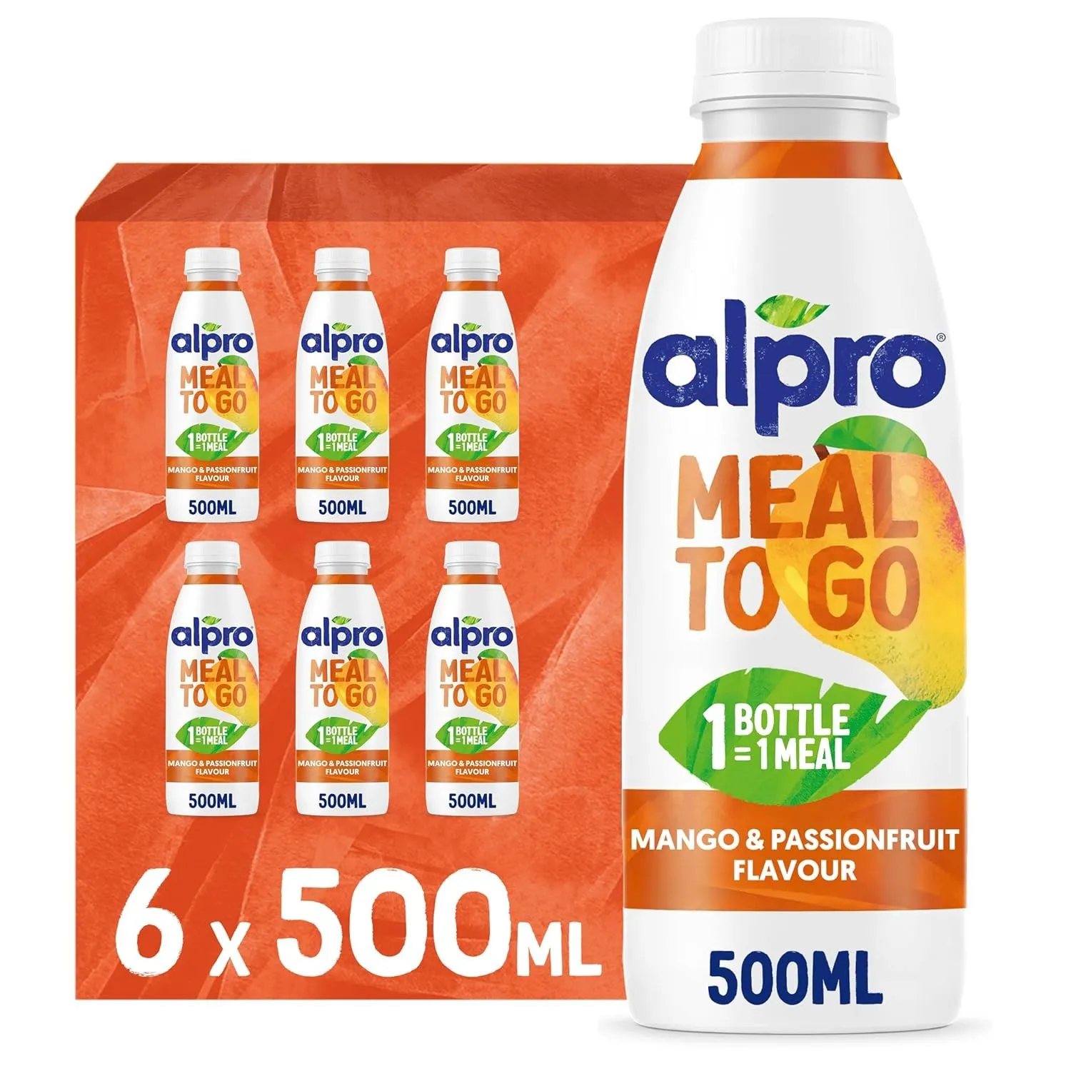 Alpro Meal To Go Mango- & Passionsfruchtgeschmack – 6x500ml – Trinkmahlzeit