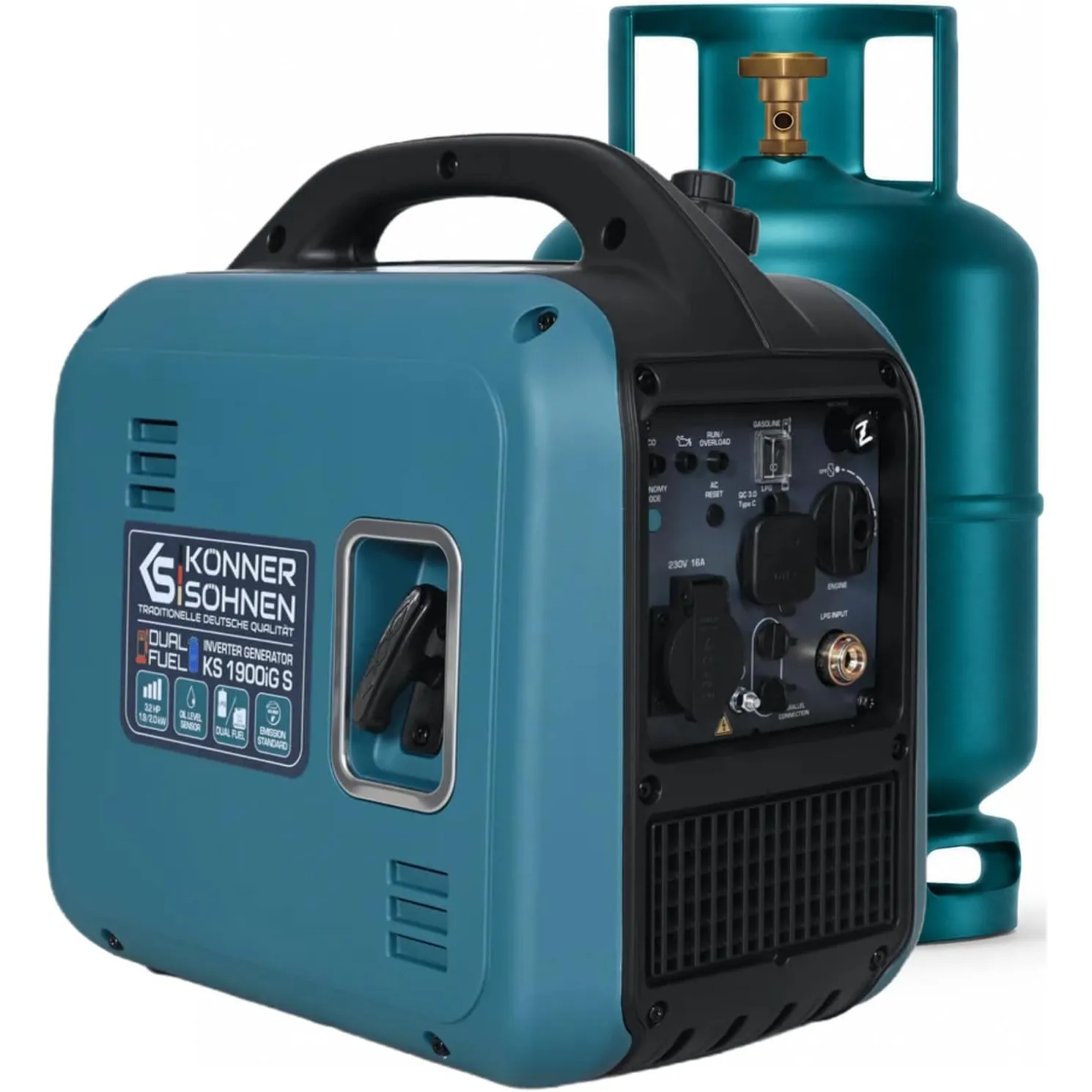Könner&Söhnen 1900iG S Inverter Stromerzeuger, 2000W Generator LPG/Benzin