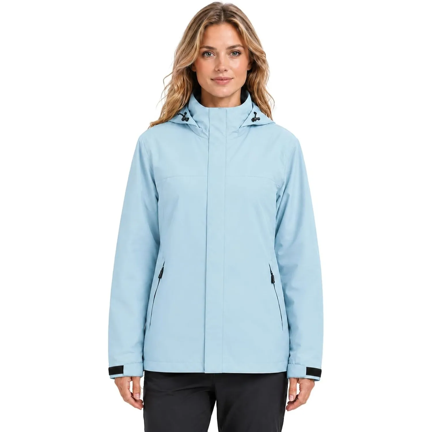Regenjacke Damen Wasserdicht Atmungsaktiv Regenmantel Damen Wasserdicht Outdoorjacke Windbreaker mit Abnehmbarer Kapuze…