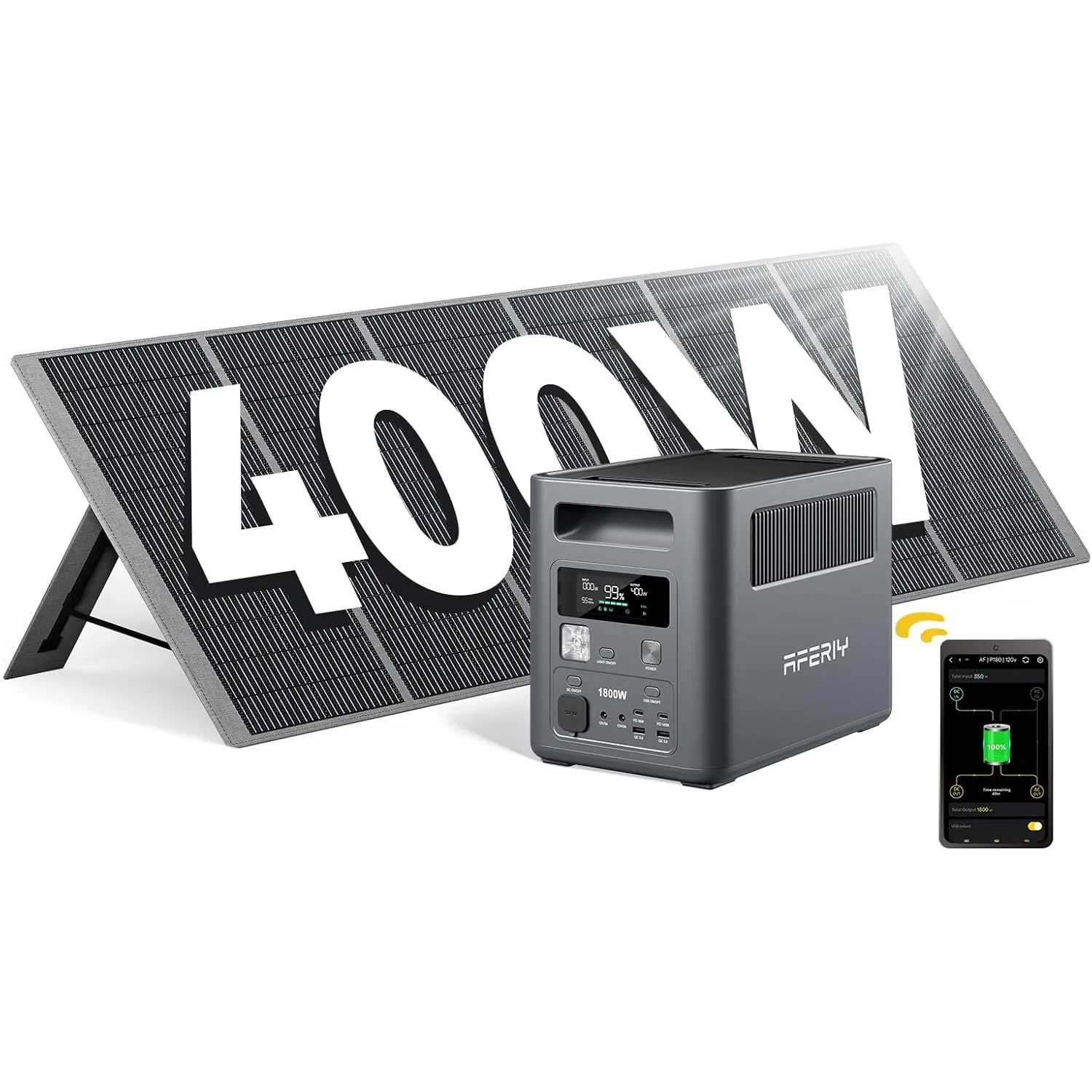 AFERIY 1800W1024Wh Tragbare Powerstation mit 400W Solarpanel, für Camping | Solargenerator 1Std Schnellladung, <10ms US…
