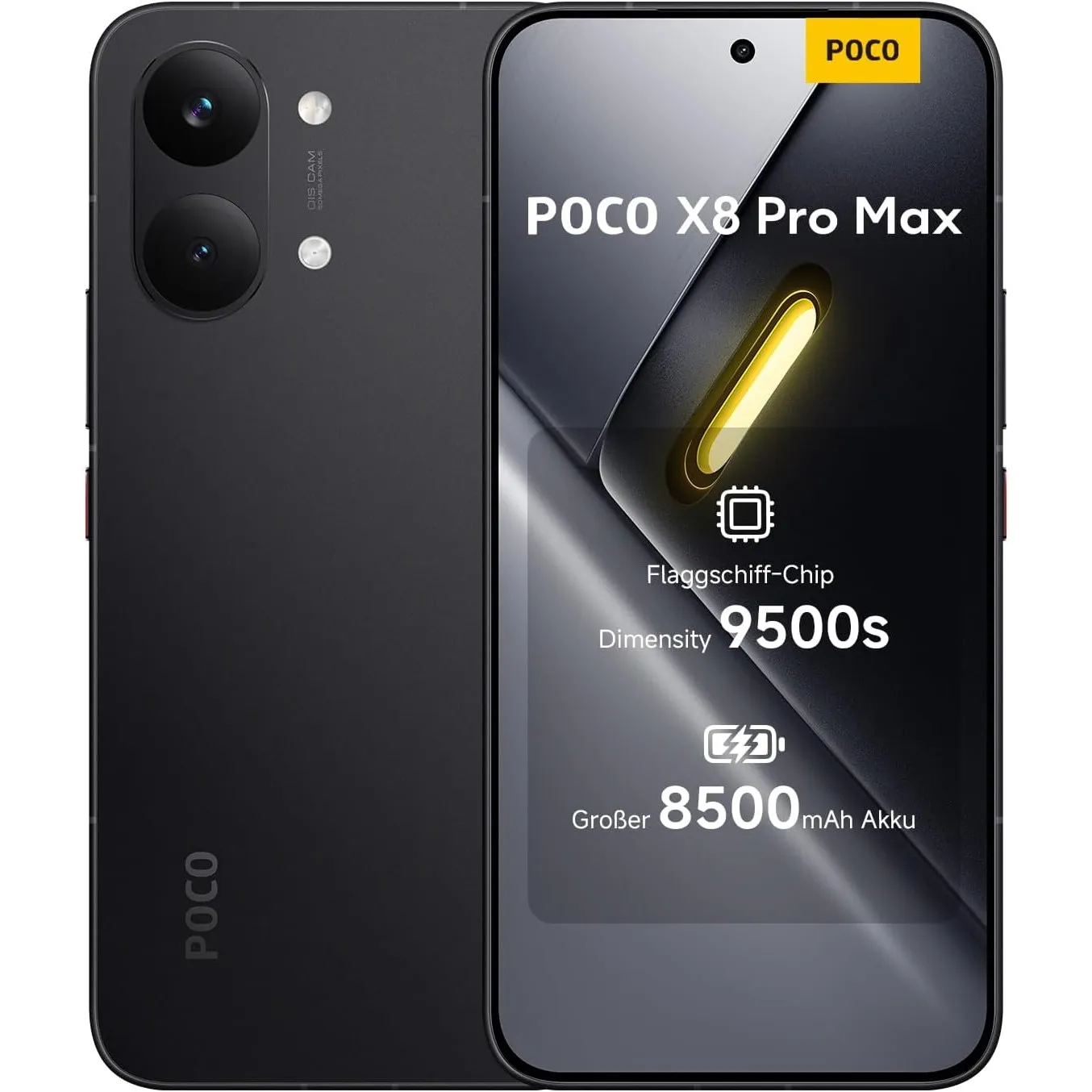 XIAOMI Poco X8 Pro Max 12+256GB, Unlocked, Dimensity 9500s, 8500mAh, 50MP Light Fusion 600 OIS, AMOLED, Schwarz, 3J Gar…