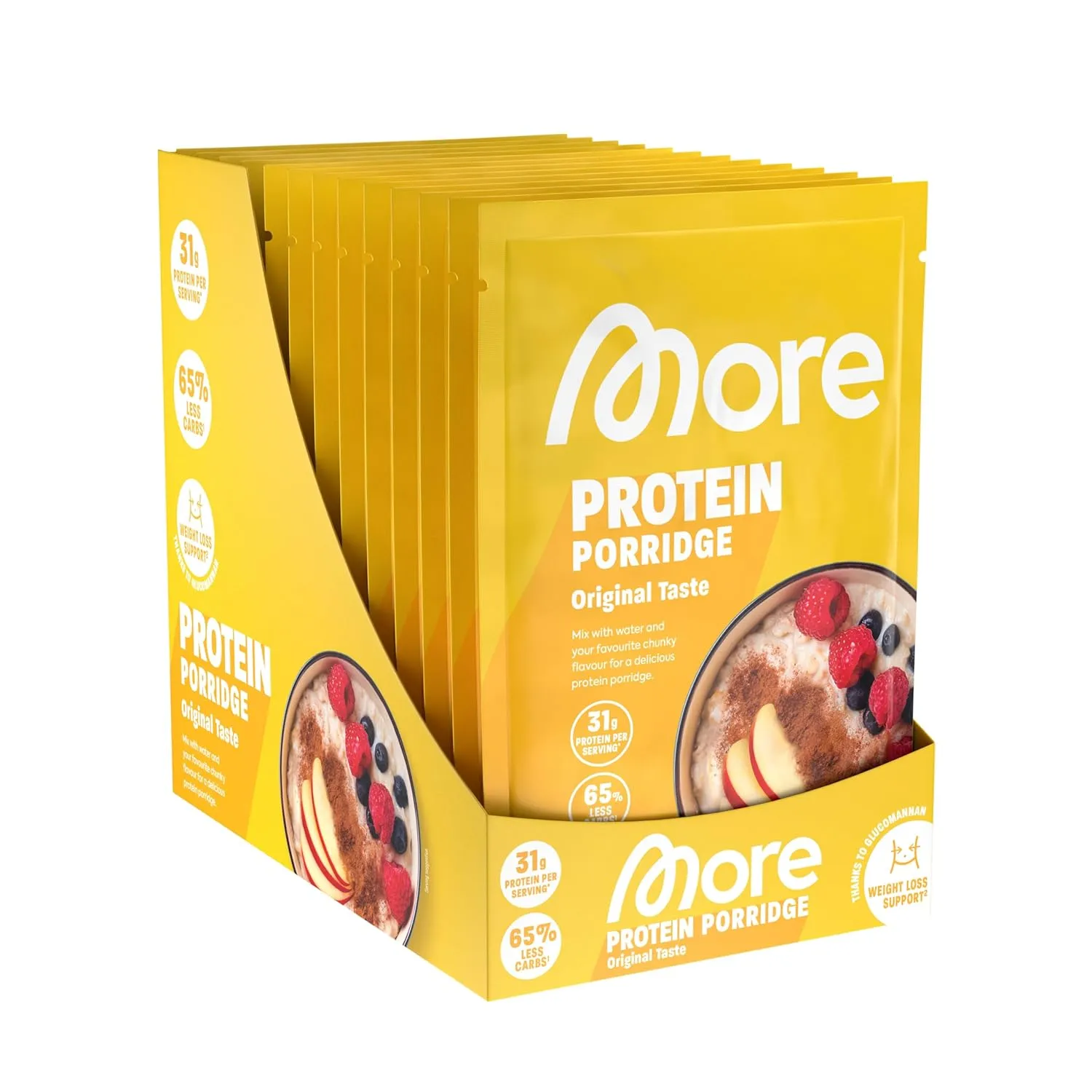 More Protein Porridge, 13er Tray, 13 x 62 g Classic, 31 g Eiweiß pro Portion, schnelle Zubereitung ohne Kochen, cremig …