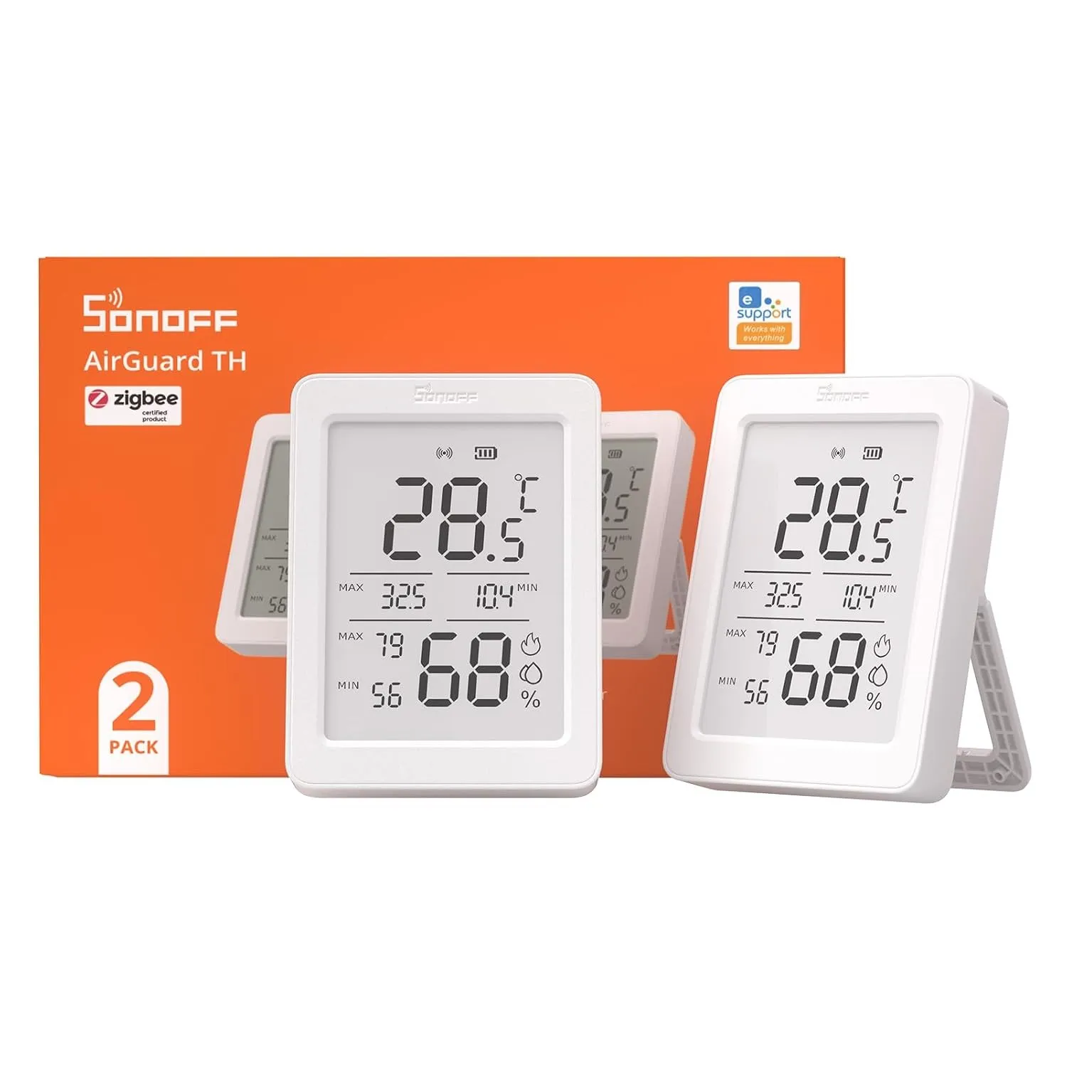 SONOFF AirGuard TH SNZB-02DR2 Zigbee-Temperatur-und Luftfeuchtigkeitssensor, LCD-Display, Thermometer und Hygrometer mi…