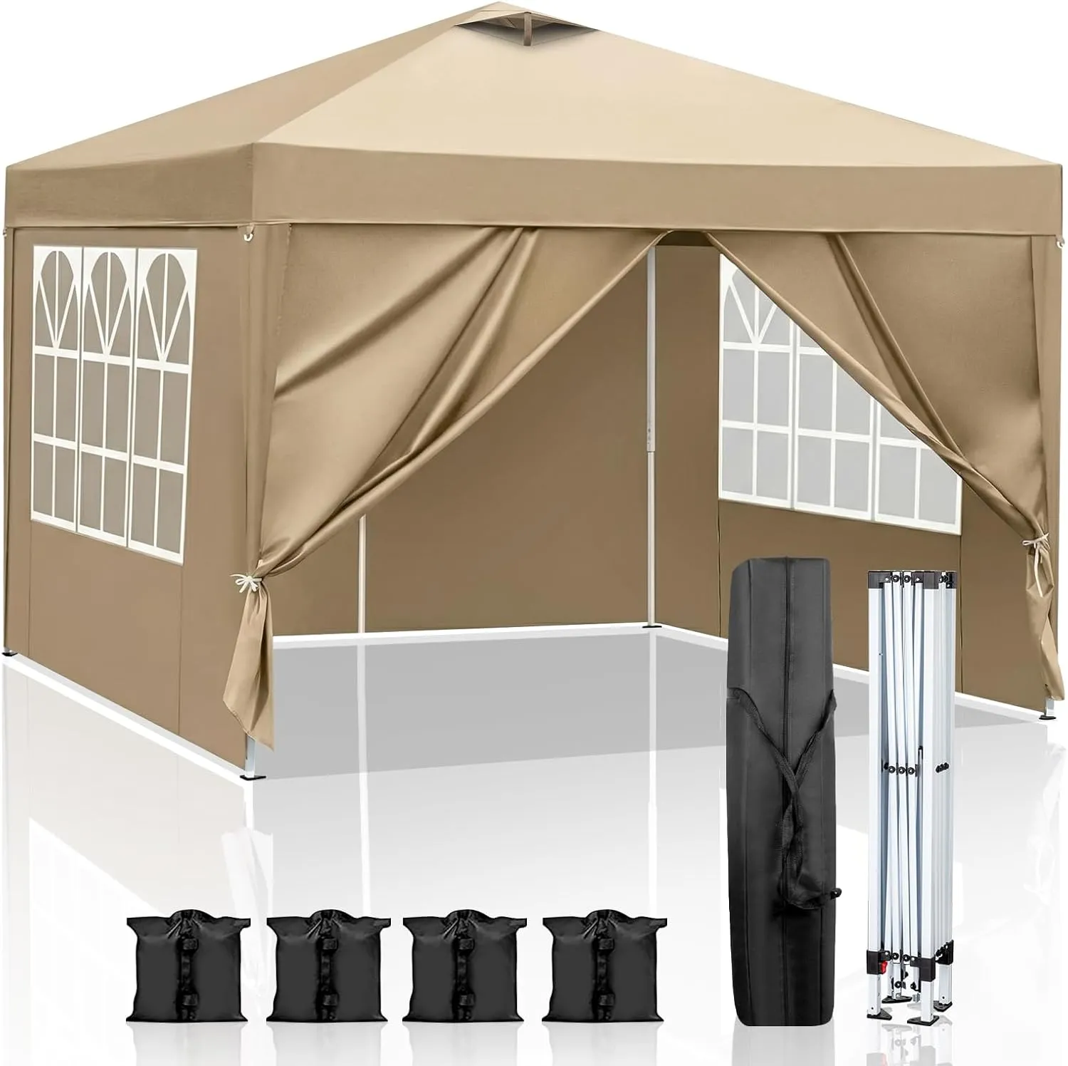 LEADZM Pavillon 3x3m,Pop-up Faltpavillon,Stabil,Wasserdicht, Winddicht,Höhenverstellbar,Entlüftung,UV Schutz 50+,mit 4 …