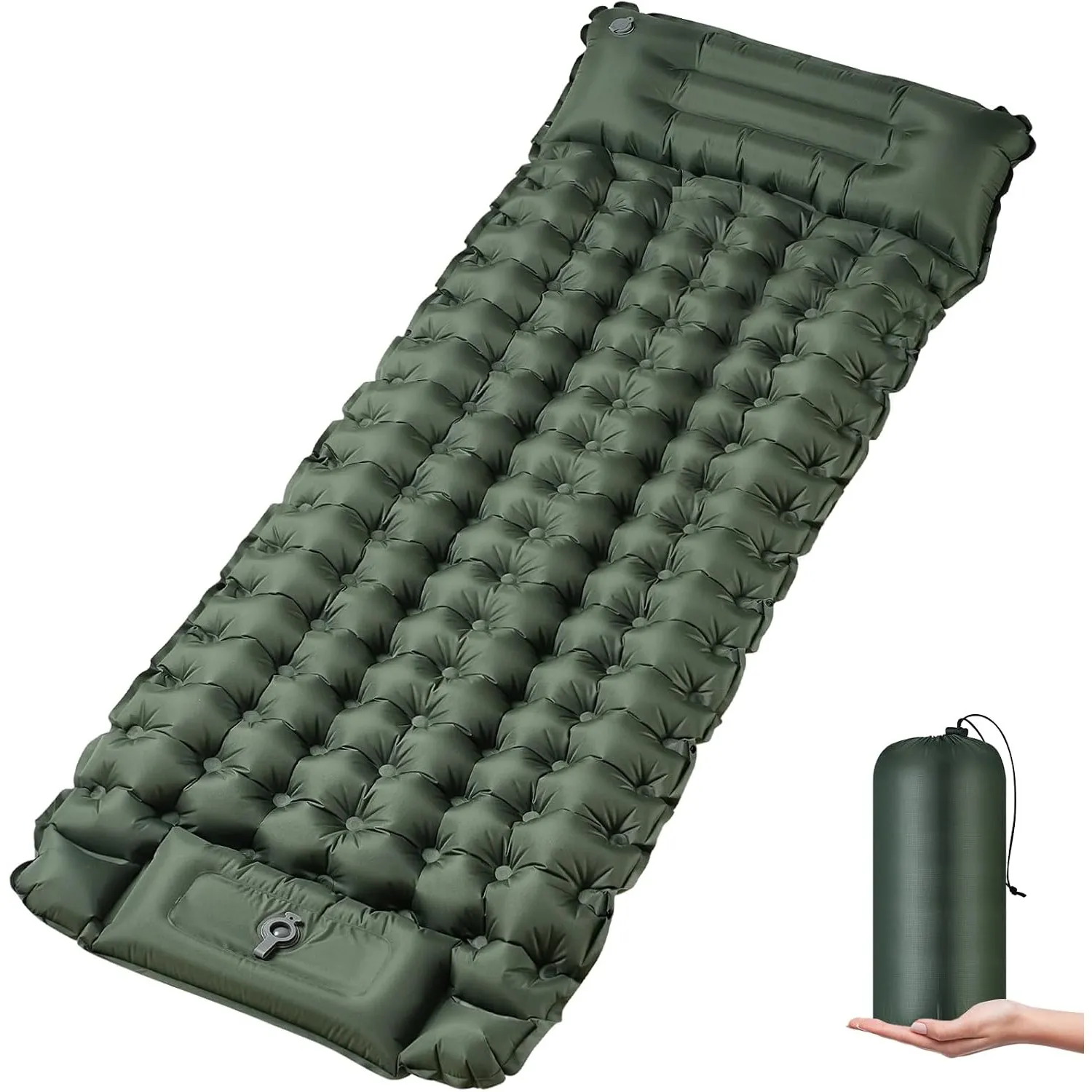 Isomatte Ultraleicht,Luftmatratze Camping,Aufblasbar Matratze mit Fuß pumpe,Tragbar Air Mattress bis Zu 300kg mit kisse…