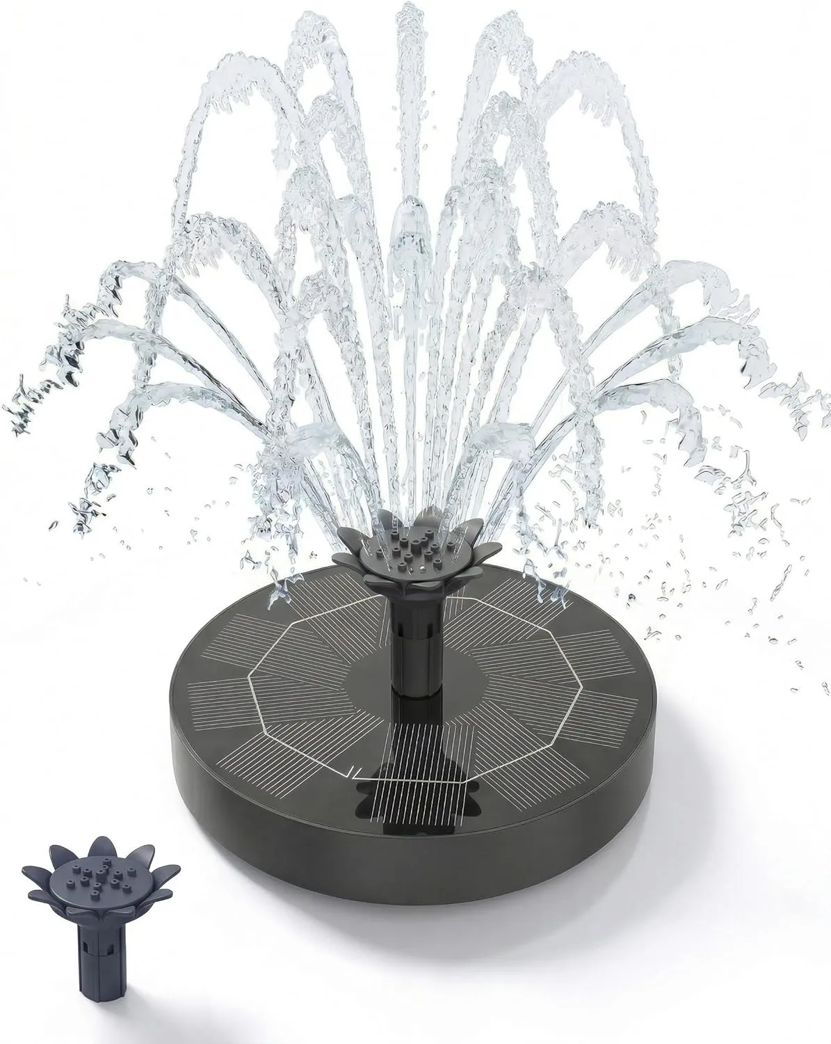 Solar Springbrunnen, Solar Teichpumpe mit Innovative 4-in-1 Düse, 2026 Neueste 1.8W Solarbrunnen, Solar Wasserpumpe Sol…