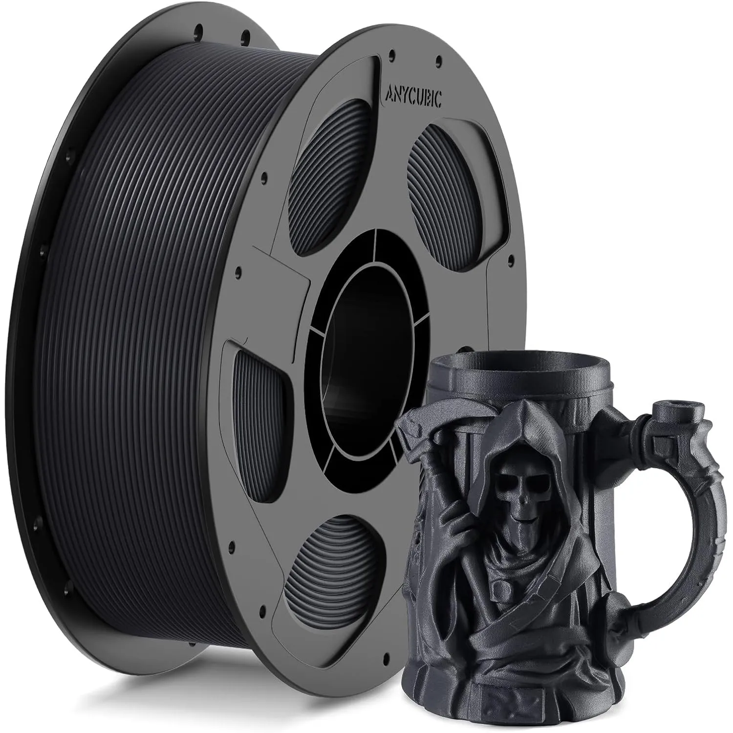 ANYCUBIC PETG-CF Filament 1.75 mm, PETG Carbon Fiber 1KG Titangrau | Edle Satin-Oberfläche, kaschiert Druckschichten, S…