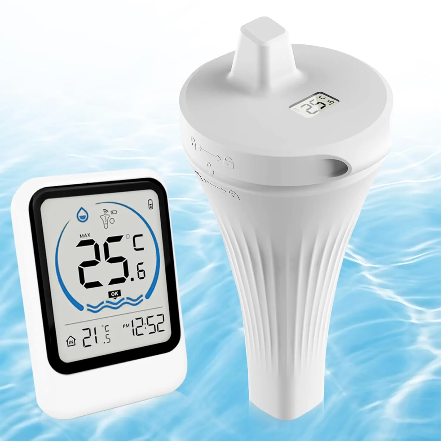 Wireless Pool Thermometer, Digital Pool Thermometer, Floating Wireless with IP68 Waterproof, Swimming Pool Thermometer,…