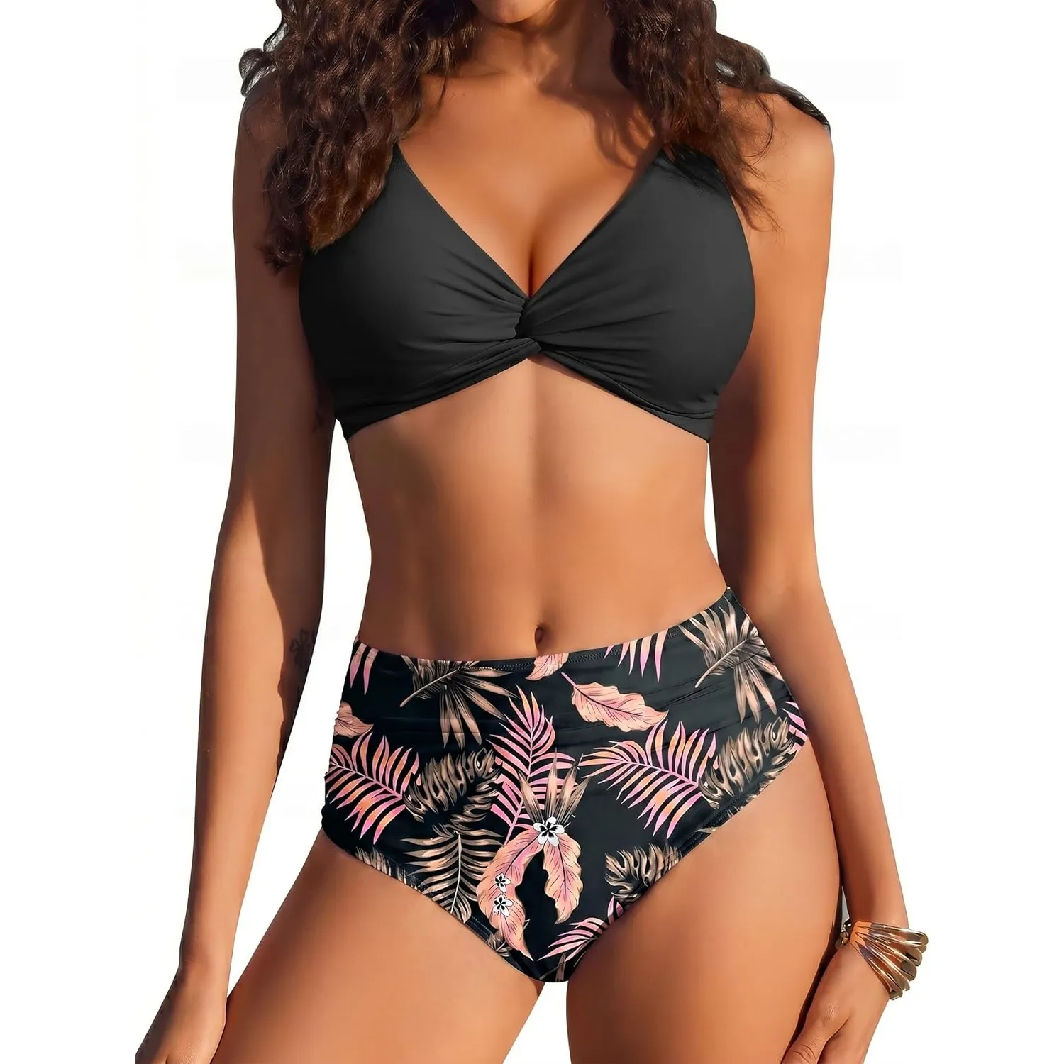 Ekouaer Bikini Damen Set Bauchweg Push Up High Waist Sexy
