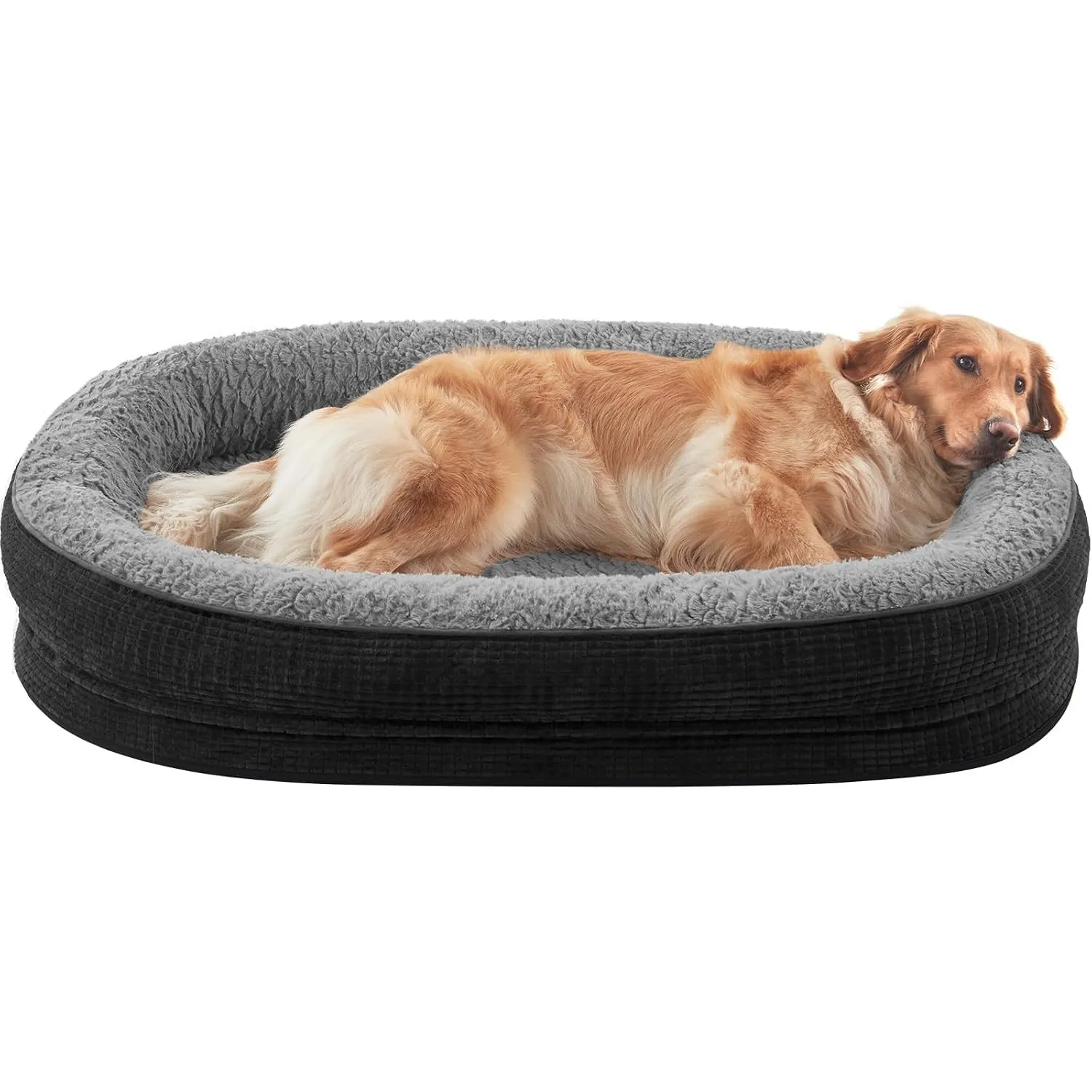 Pawk Orthopädisches Hundebett Grosse Hunde, 107x81cm, Schwarz