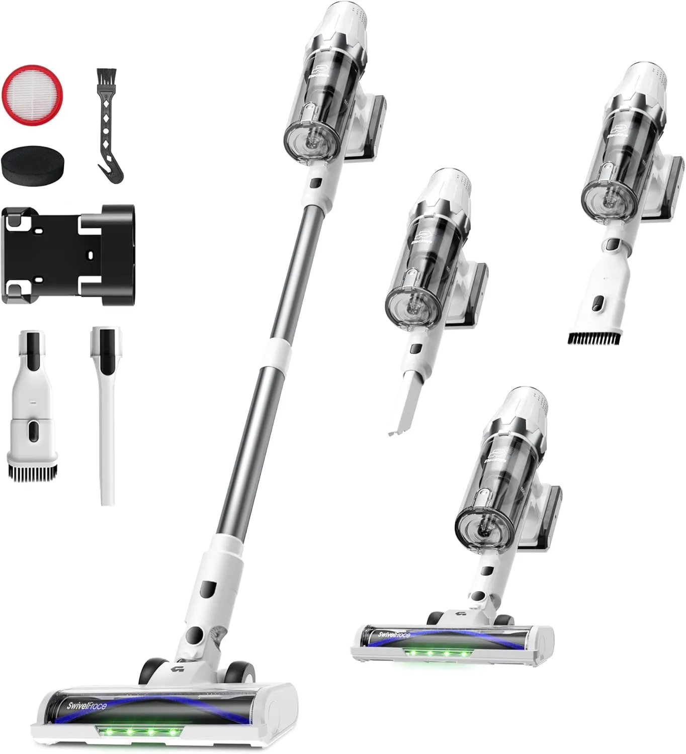 ElecKeys Akku Staubsauger 48000Pa/580W/65Min, Staubsauger Kabellos mit LED Display, Anti-Tangle-Bürste, Selbststehend, …