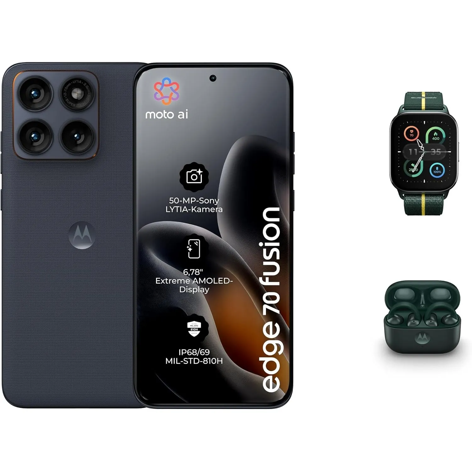 Motorola Edge 70 Fusion Smartphone 50-MP-Kamera 8-256 GB Silhouette