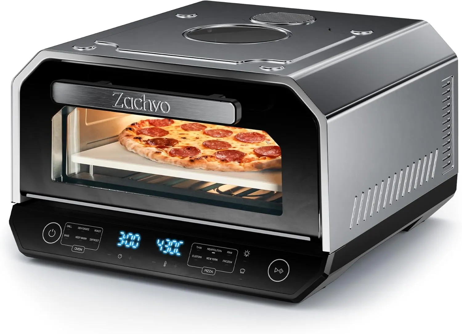 Electric Pizza Oven 450°C - Neapolitan Pizza in 90 Seconds, Viewing Window & Interior Lighting, 6 Programmes & 6 Cookin…