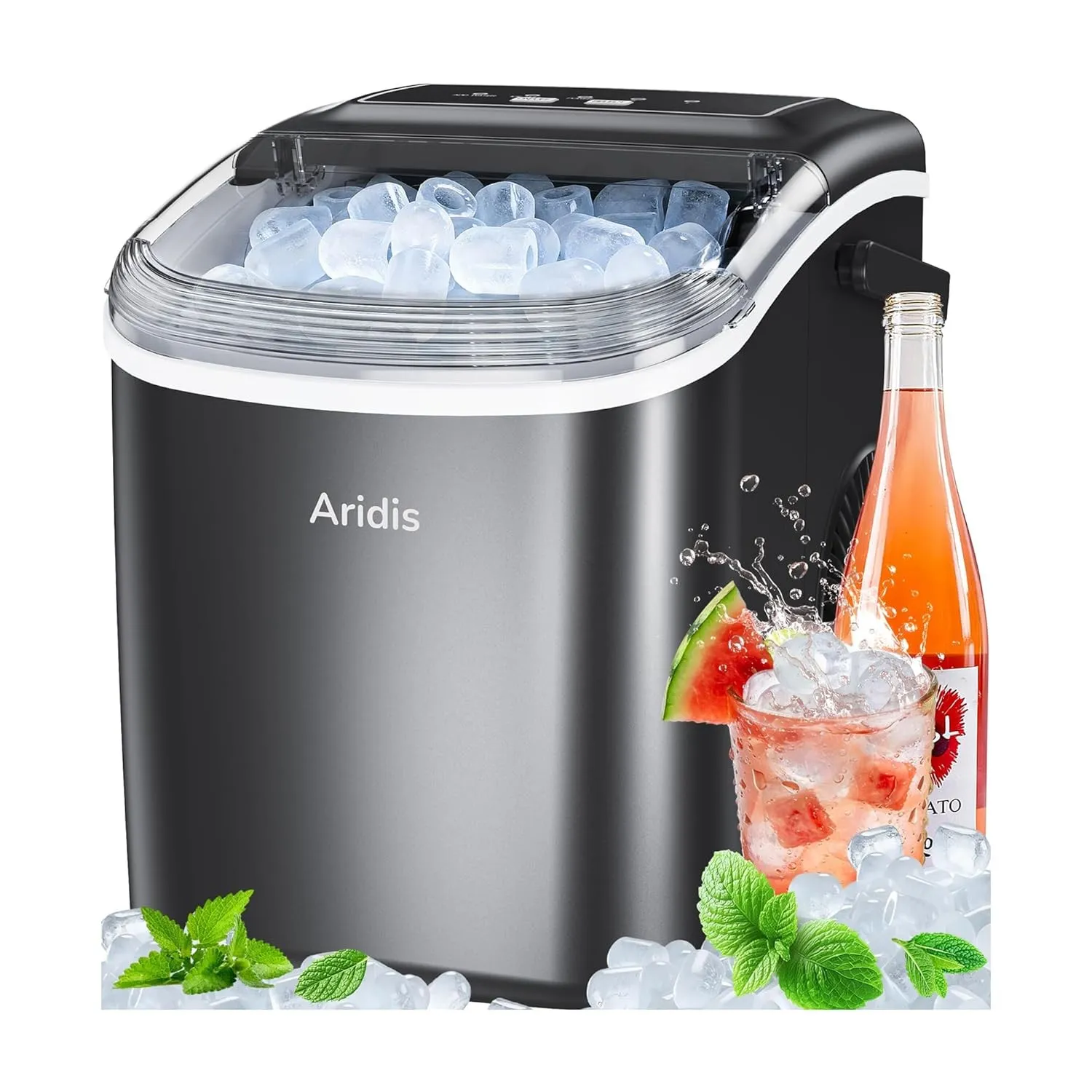 Eiswürfelmaschine Kleine 9 Eiswürfel in 6 Min,12kg/Tag - Selbstreinigende Eiswürfelmaschine, 2 Eiswürfel Größen,mit Eis…