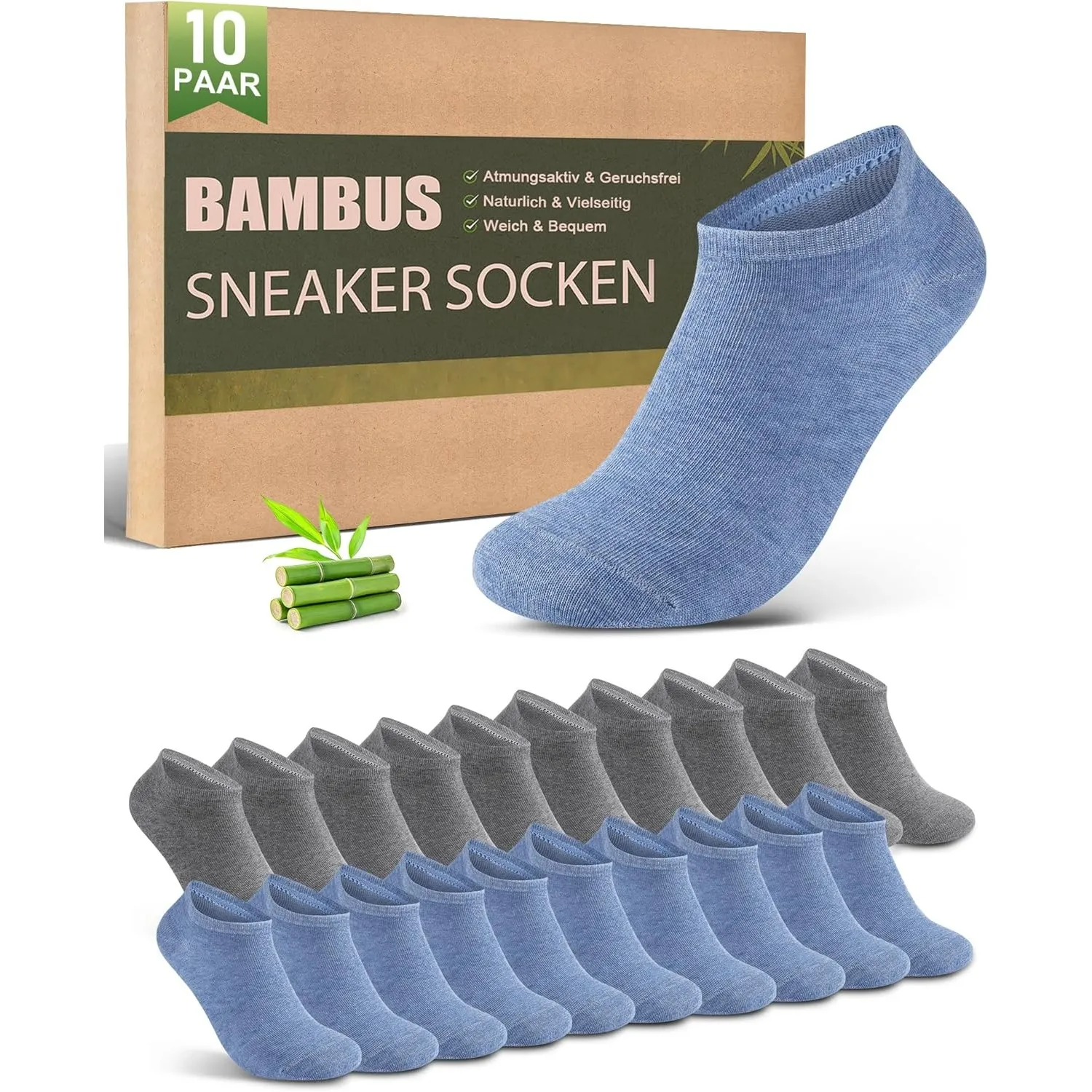 Bambus Sneaker Socken Herren Damen 10/20 Paar – Atmungsaktive Anti-Geruch Kurze Socken, Antibakterielle Sommer Sneakers…