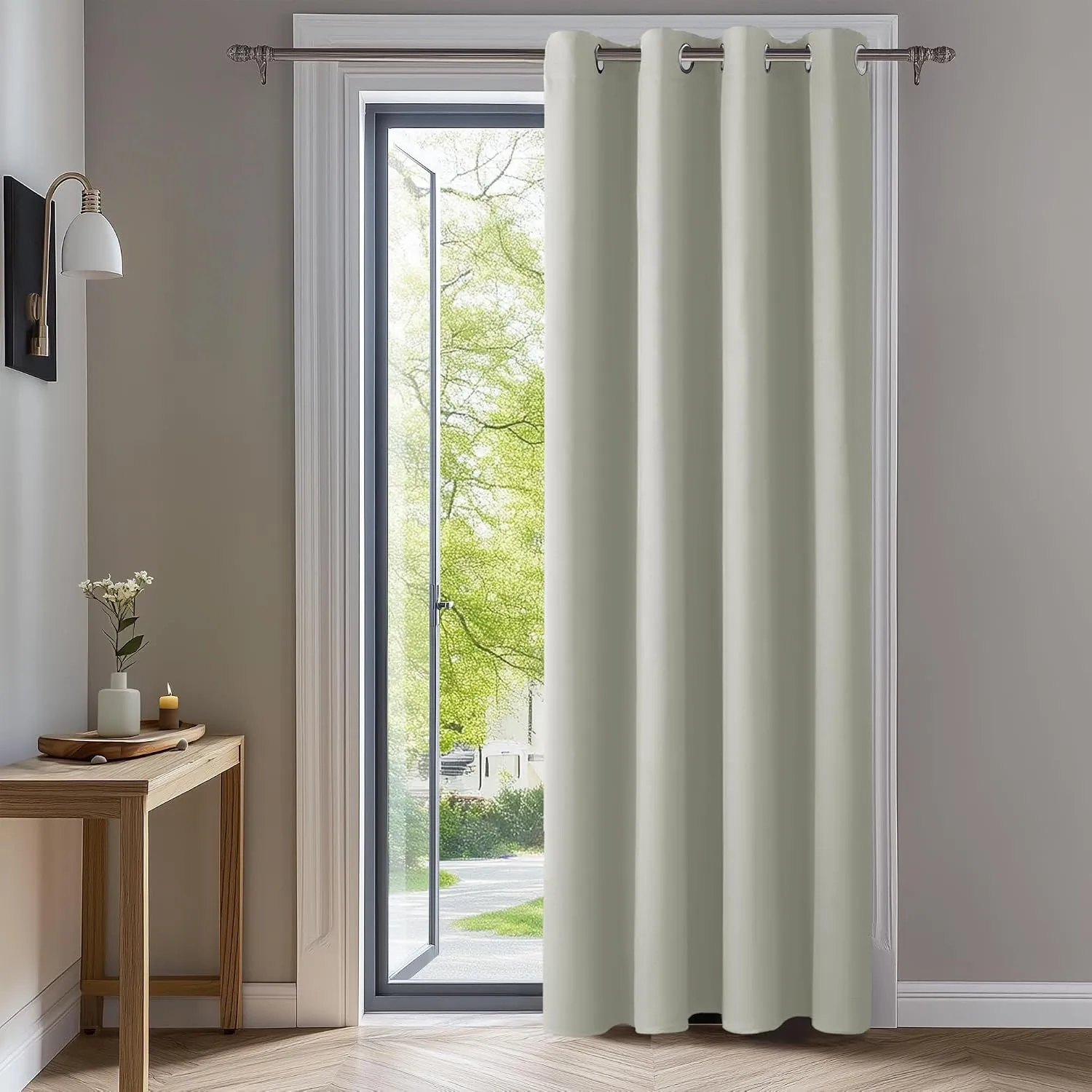Deconovo Blickdichte Gardinen mit Ösen gegen Hitze für Wohnzimmer Perlgrau | 1 Stück, H240 x B140 cm, Ösengardinen für …