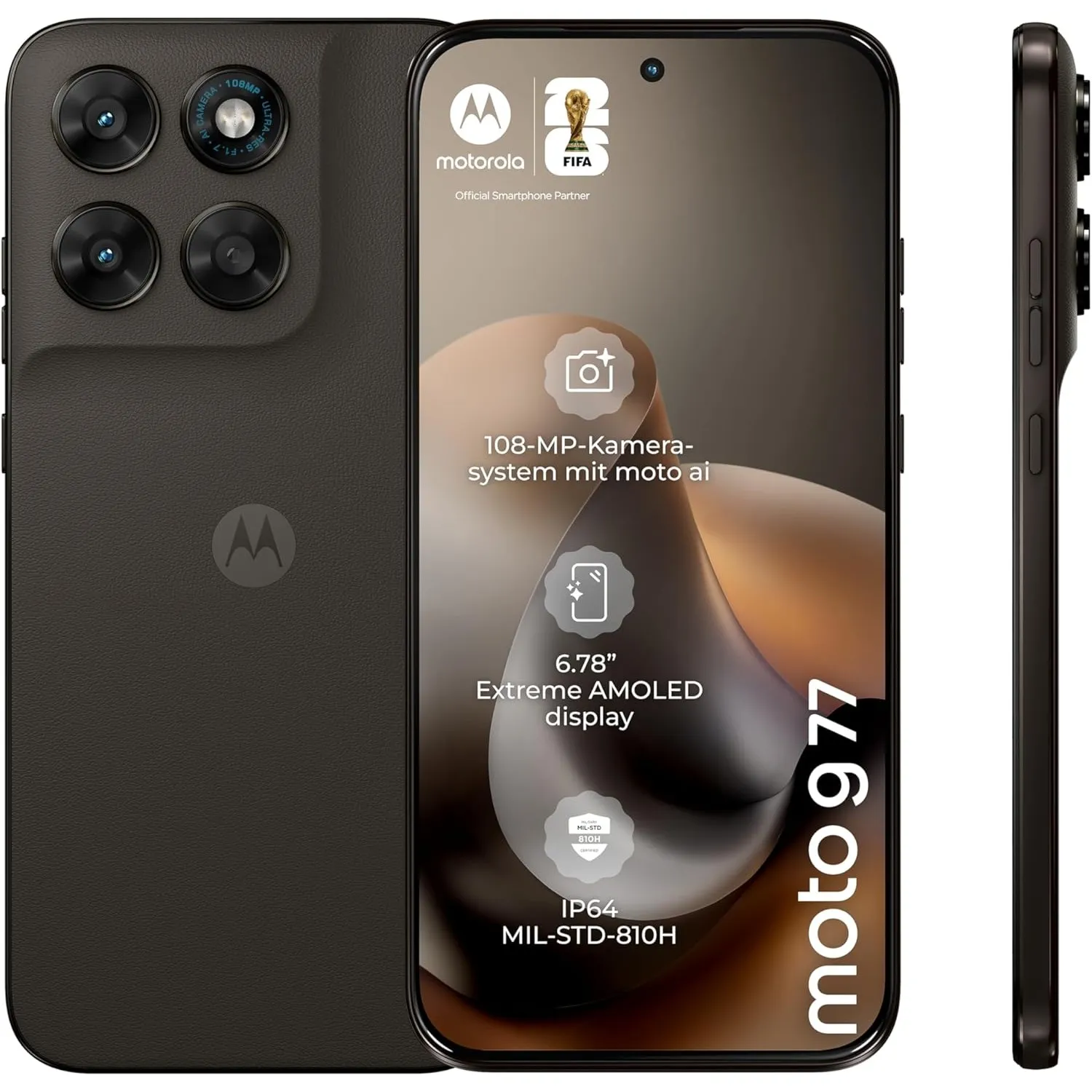 Motorola Moto g77 5G Smartphone 108-MP-Kamera 8-256GB Black Olive