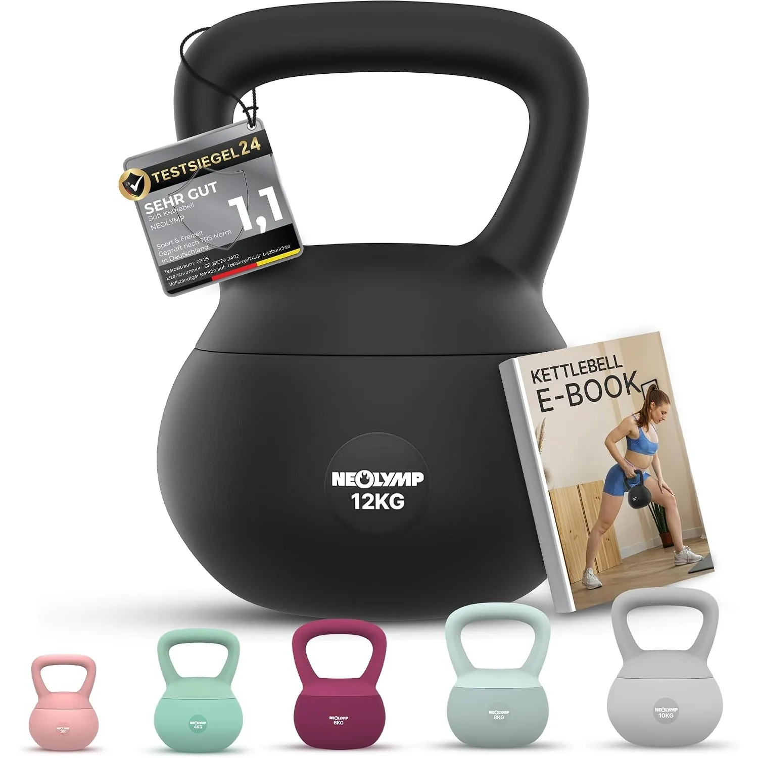 NEOLYMP Soft Kettlebell bodenschonend & leise - stoßdämpfende Kugelhantel mit Eisensandfüllung - ergonomischer Softgrif…