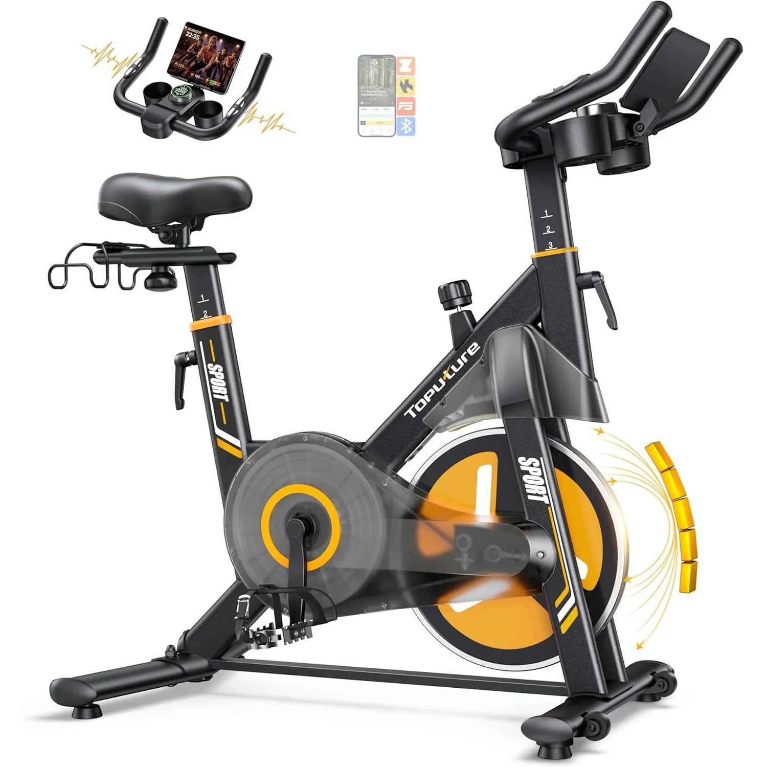 Toputure Neu Heimtrainer Fahrrad mit Elektr. LED-Touchmonitor & App, Herzfrequenzmessung, 32 Elektr. Magnetwiderstand H…