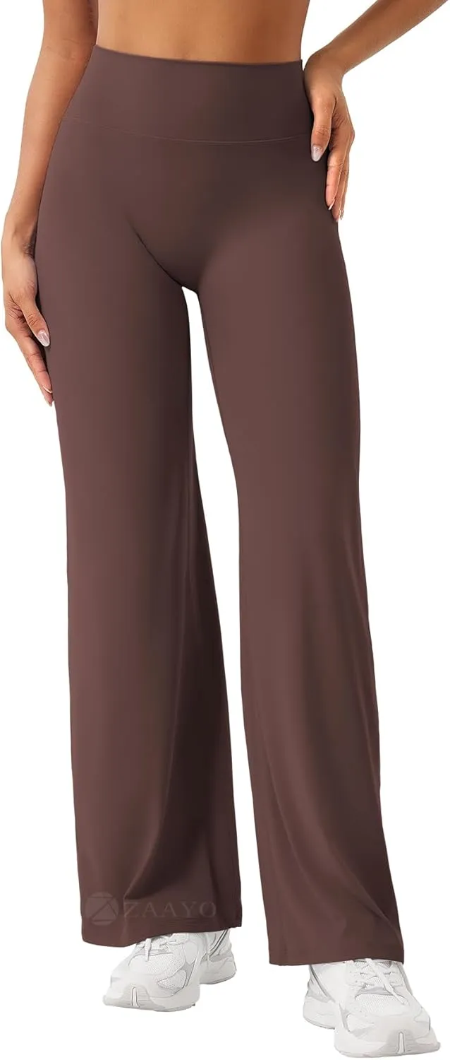 ZAAYO Seamless Straight Leggings Women's High Waist Flared Leggings Yoga Pants Sports Yoga Leggings Women's Gym Yoga Pa…