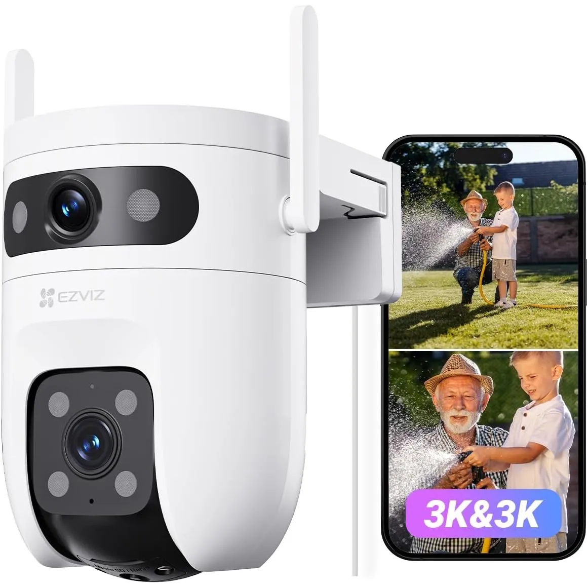 EZVIZ 5MP+5MP Überwachungskamera Aussen mit Dual-Lens, 2,4&5GHz WLAN, 360° PTZ Überwachung Outdoor, KI Personen/Fahrzeu…
