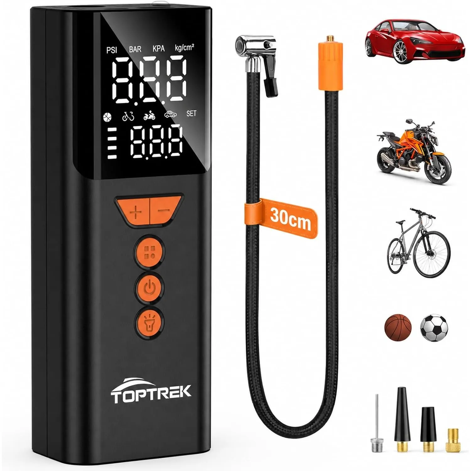 toptrek Elektrische Luftpumpe Kabelloser Akku Fahrradpumpe