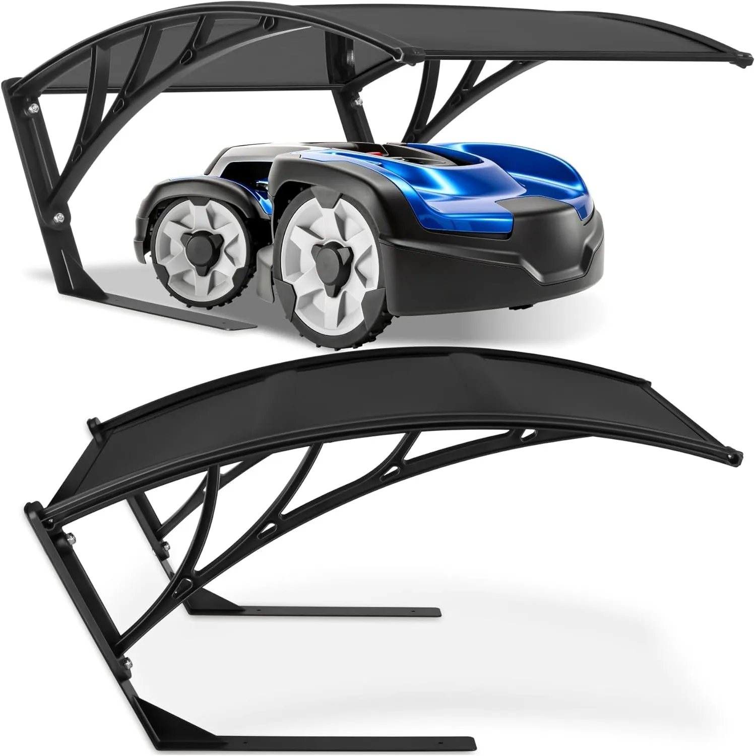 tectake® witterungsbeständige, stabile Mähroboter Garage, 81 x 100 x 48 cm, große Grundfläche, gewölbtes Dach für Wasse…