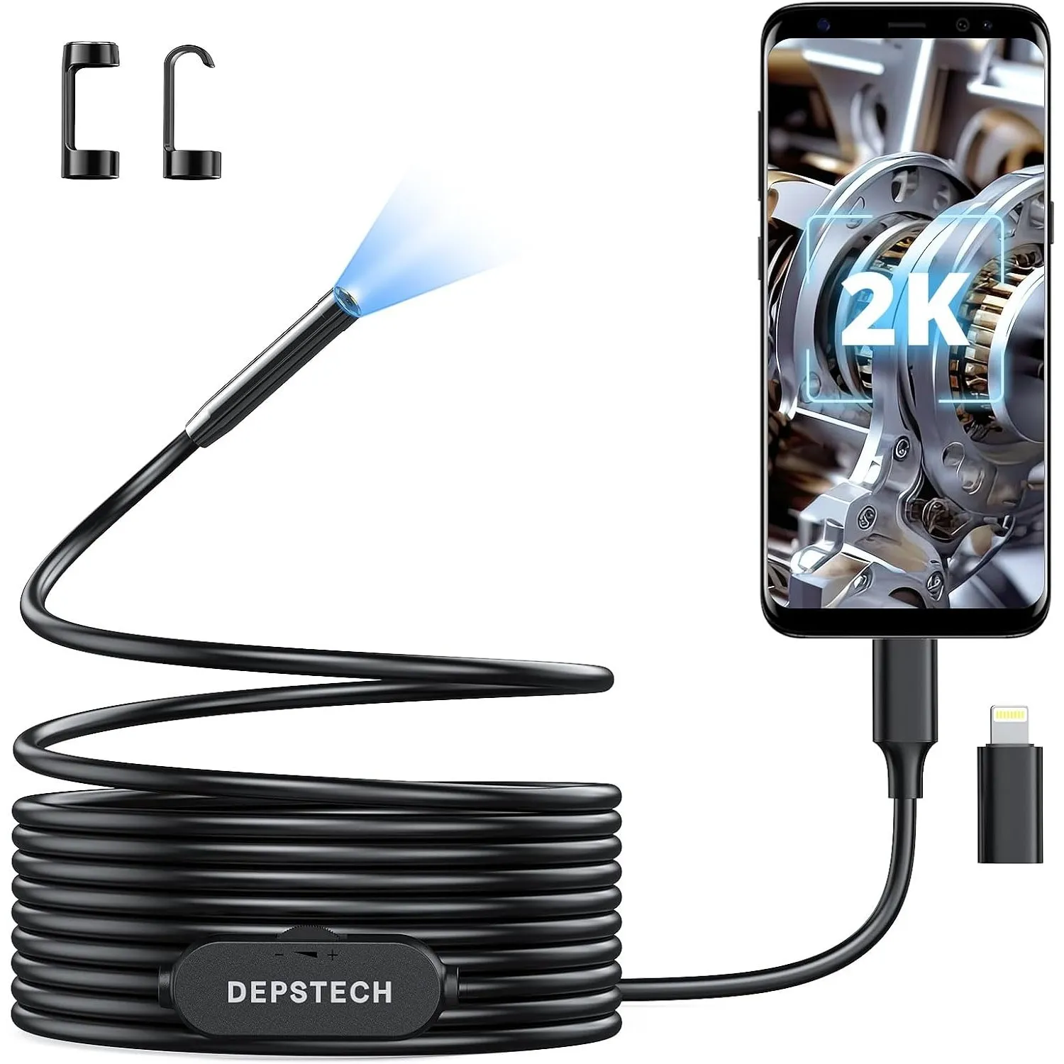 DEPSTECH 2K Endoskopkamera mit Licht: 2560P QHD Endoskop mit 5m Kabel