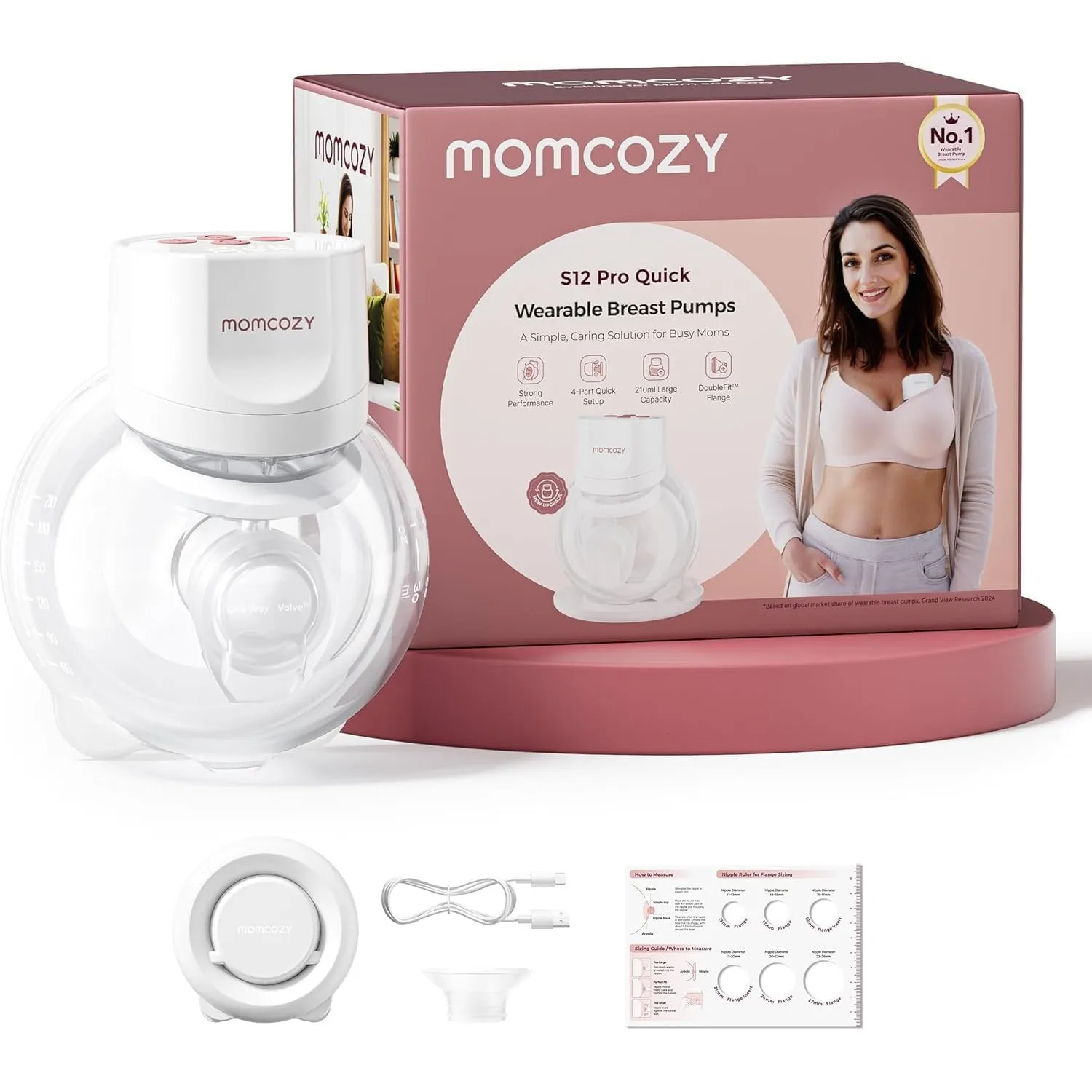 Momcozy S12 Pro Quick Milchpumpe Elektrisch, 1 Pack Weiß